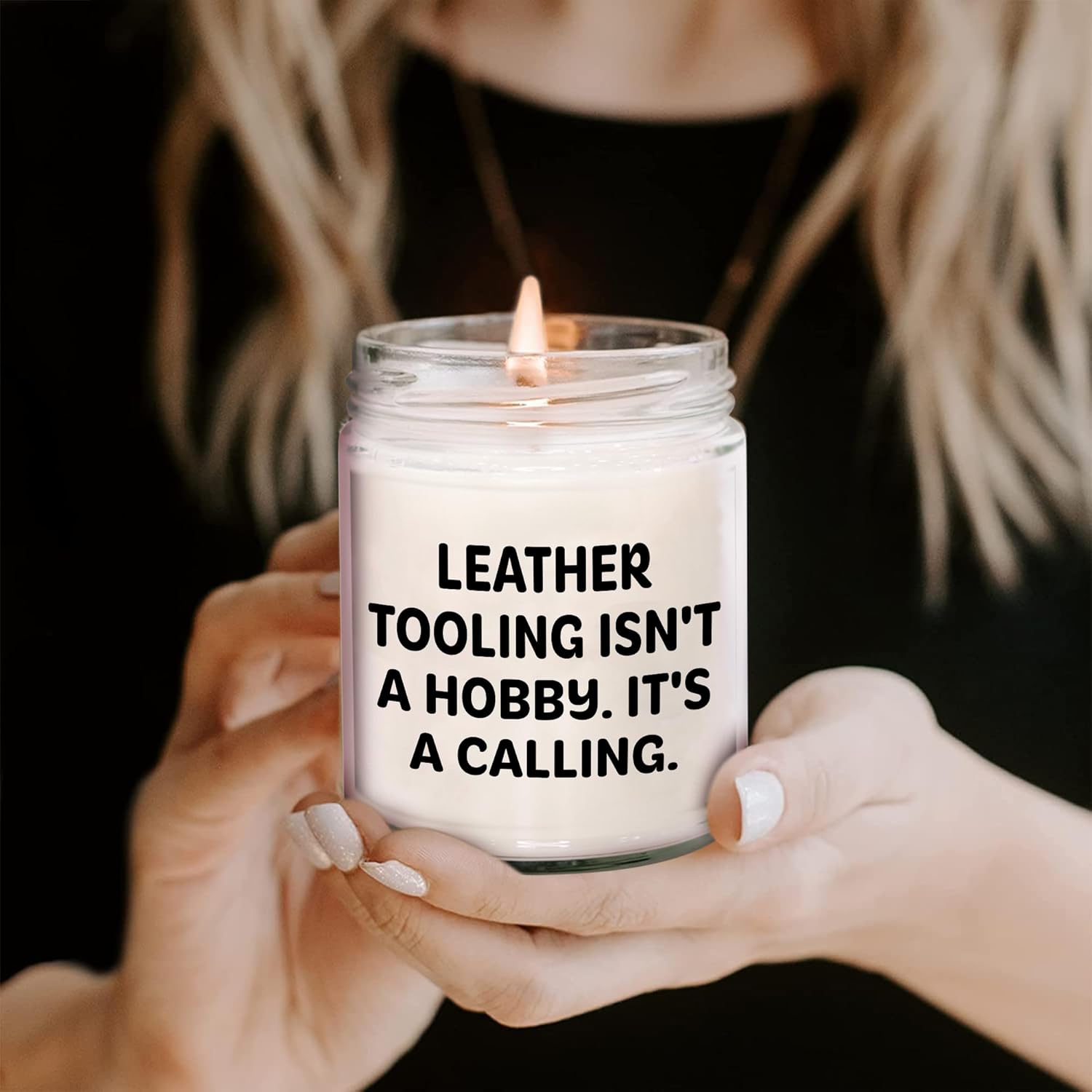NAPAVI Leather Tooling Candle for Valentines - Vanilla Soy 9oz
