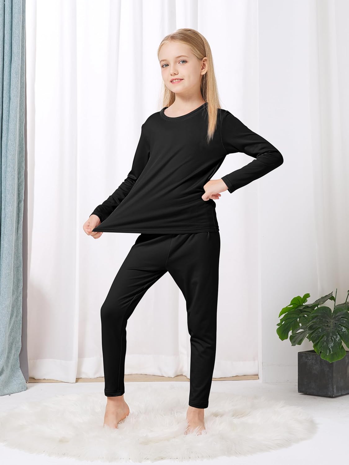 VZV Girls Thermal Underwear Set Fleece Lined Winter Warmth