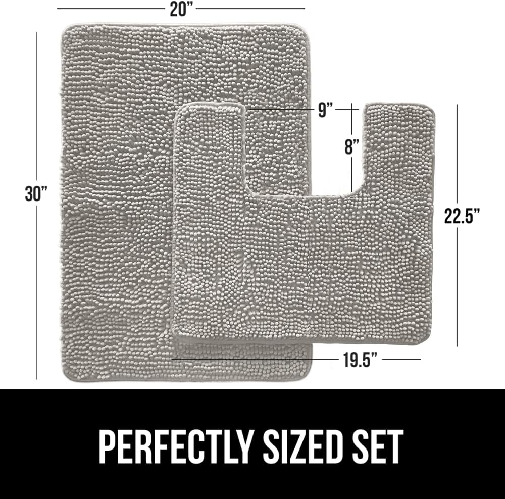 Gorilla Grip 2-Piece Bathroom Rug Set LT Gray 1