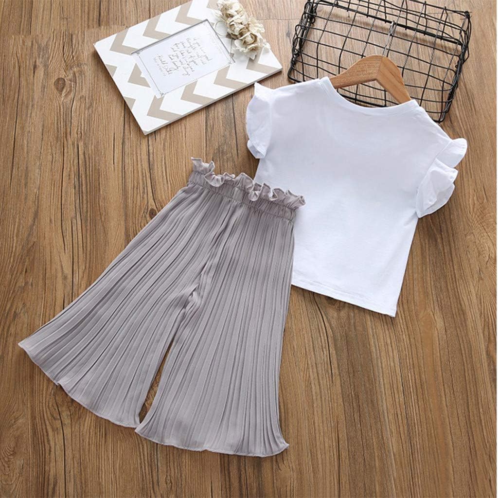 2025 Cute Kids Costume Outfits Set Girls Baby Letter Ruffle Pants Tops Sweatpants