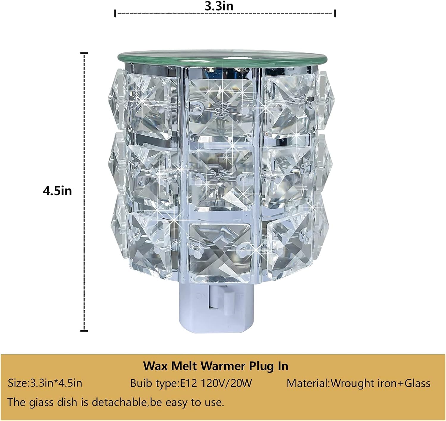 MeplLivs Plug-in Crystal Wax Melt Warmer - Silver