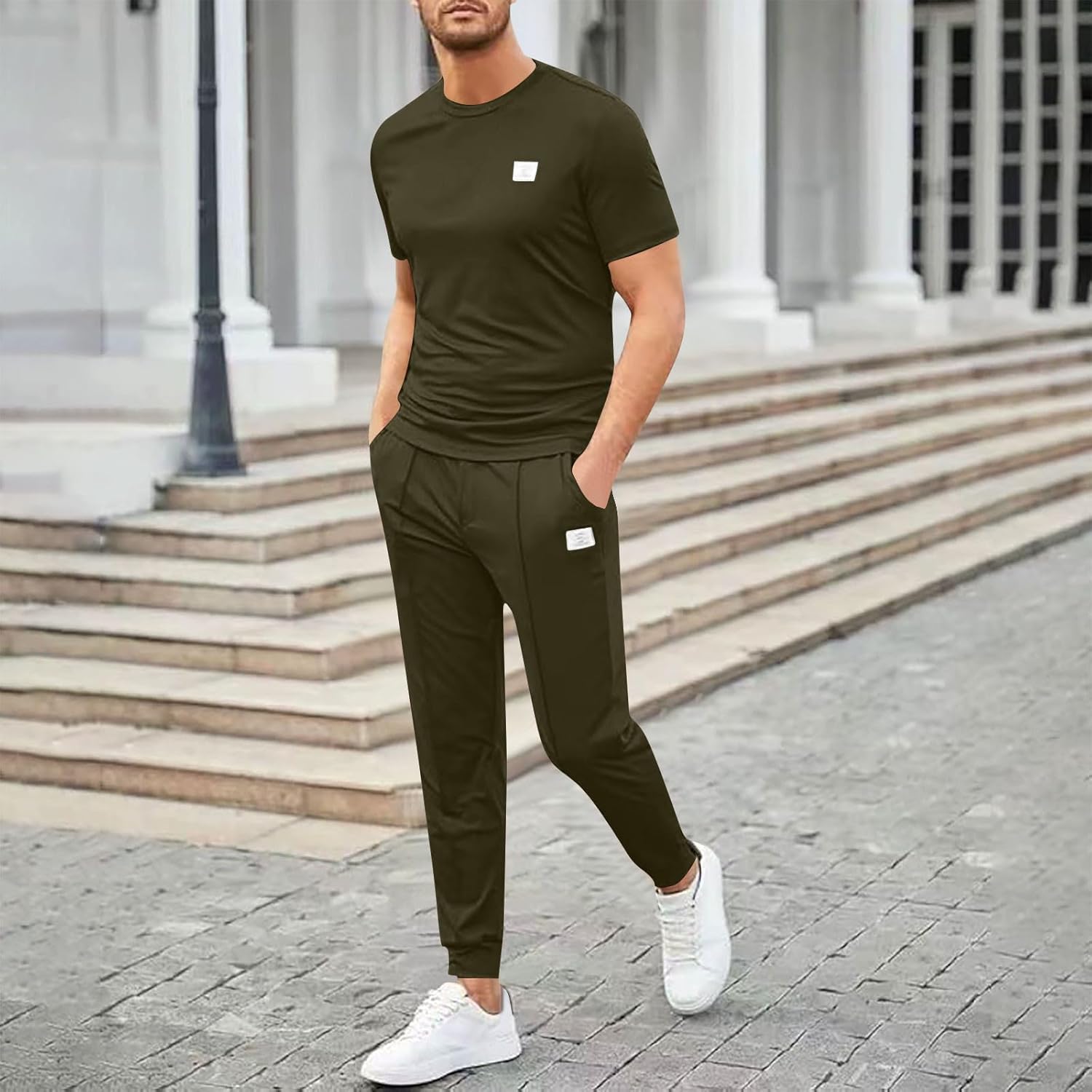 Mens 2 Piece Summer Beach Outfit Tank Top and Shorts Set