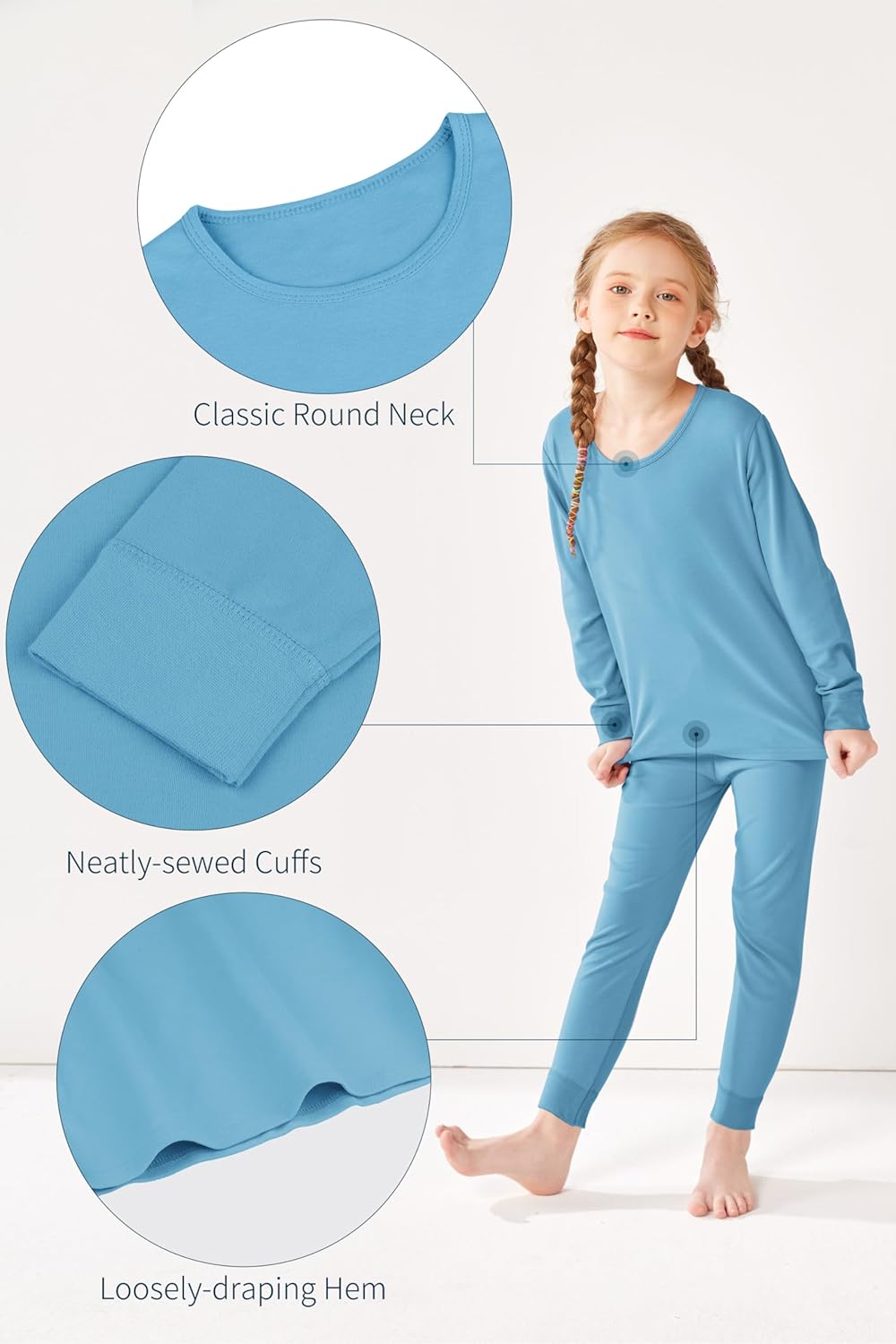 Resinta Girls Thermal Cotton Underwear Set Winter Long Johns 1