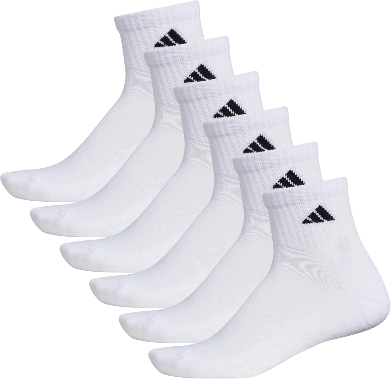 adidas Mens Athletic Cushioned Quarter Socks 6 Pairs