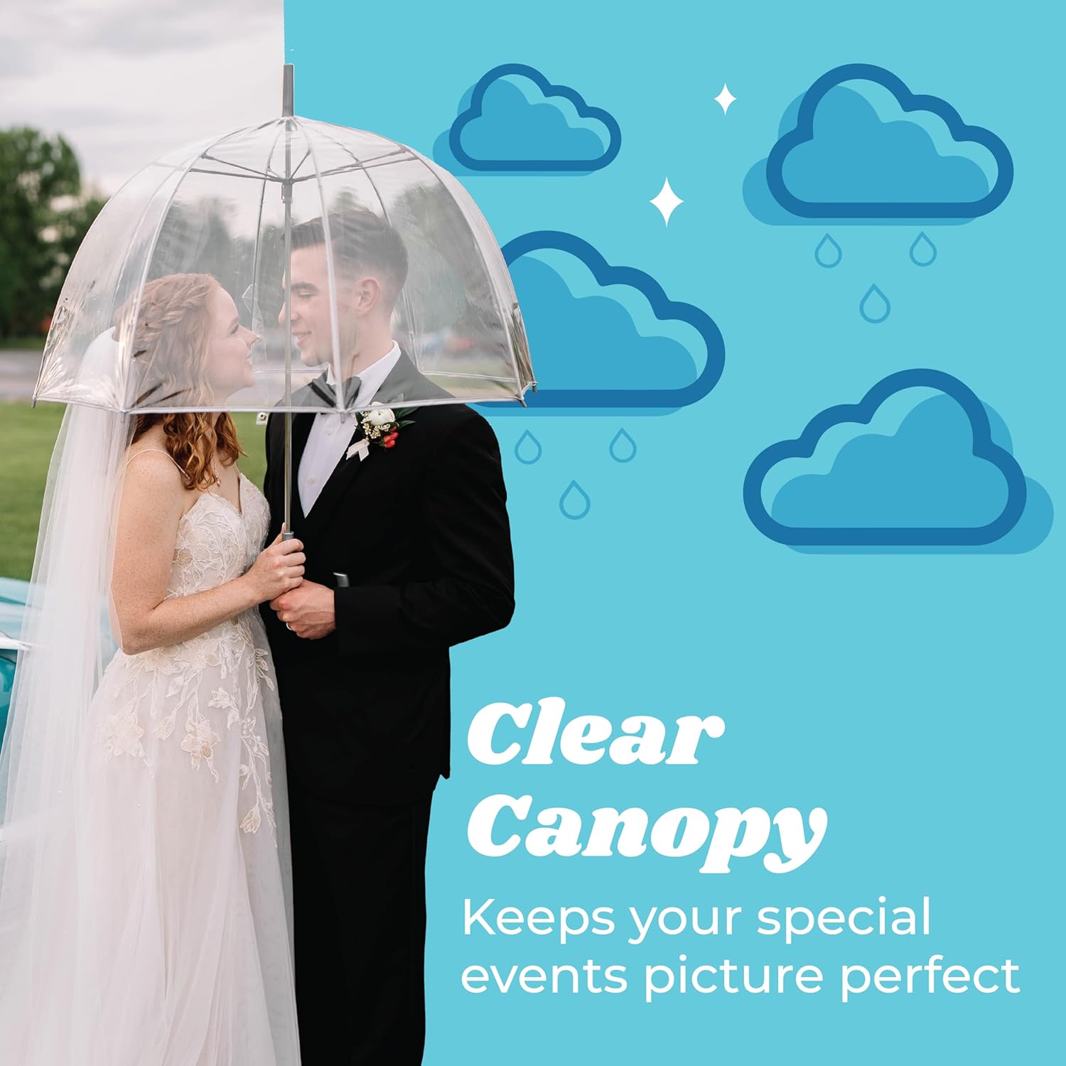 Totes Adult Clear Bubble Umbrella with Dome Canopy