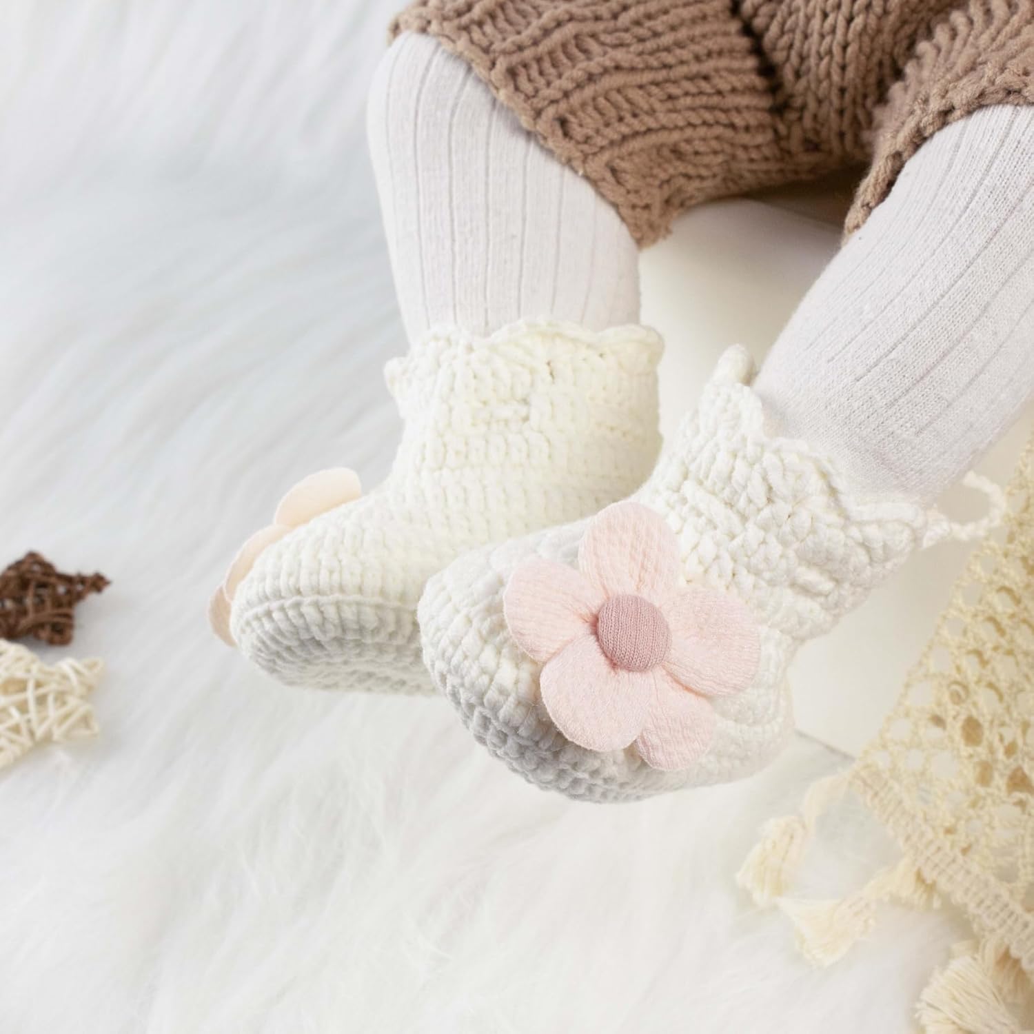 TJCONETJC Baby Booties Hand Crochet Cozy Socks Slippers