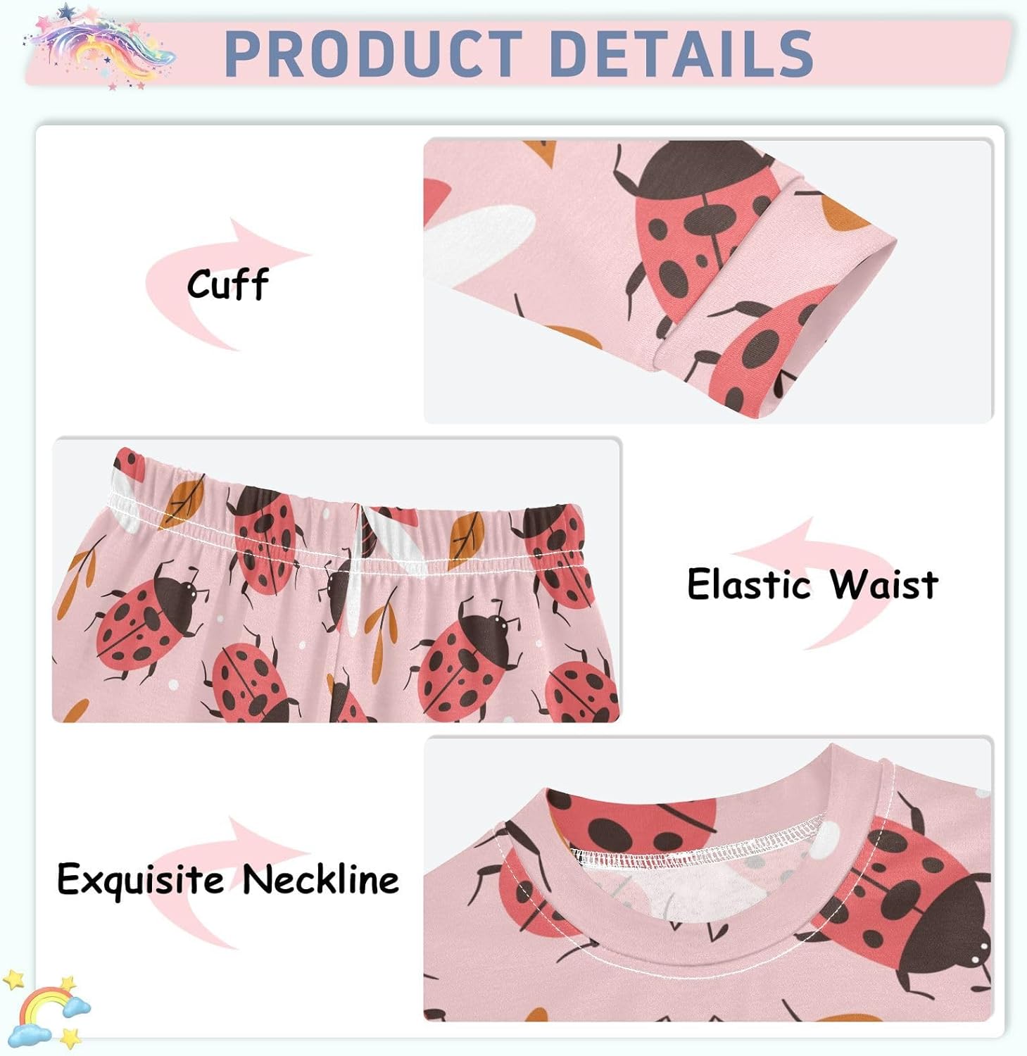 WIFIU Soft Cotton Pajama Set for Girls 18M-8Y