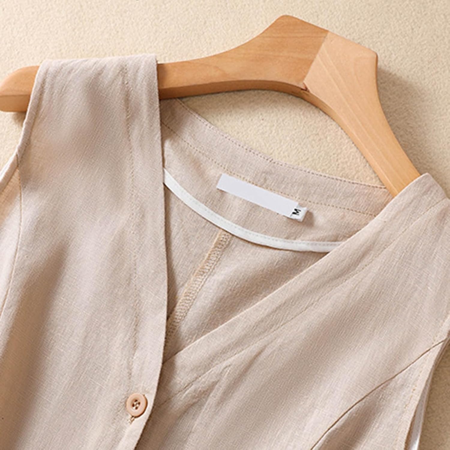 Womens Linen Shirts Summer Casual Loose Fit Button Down Blouse Tops
