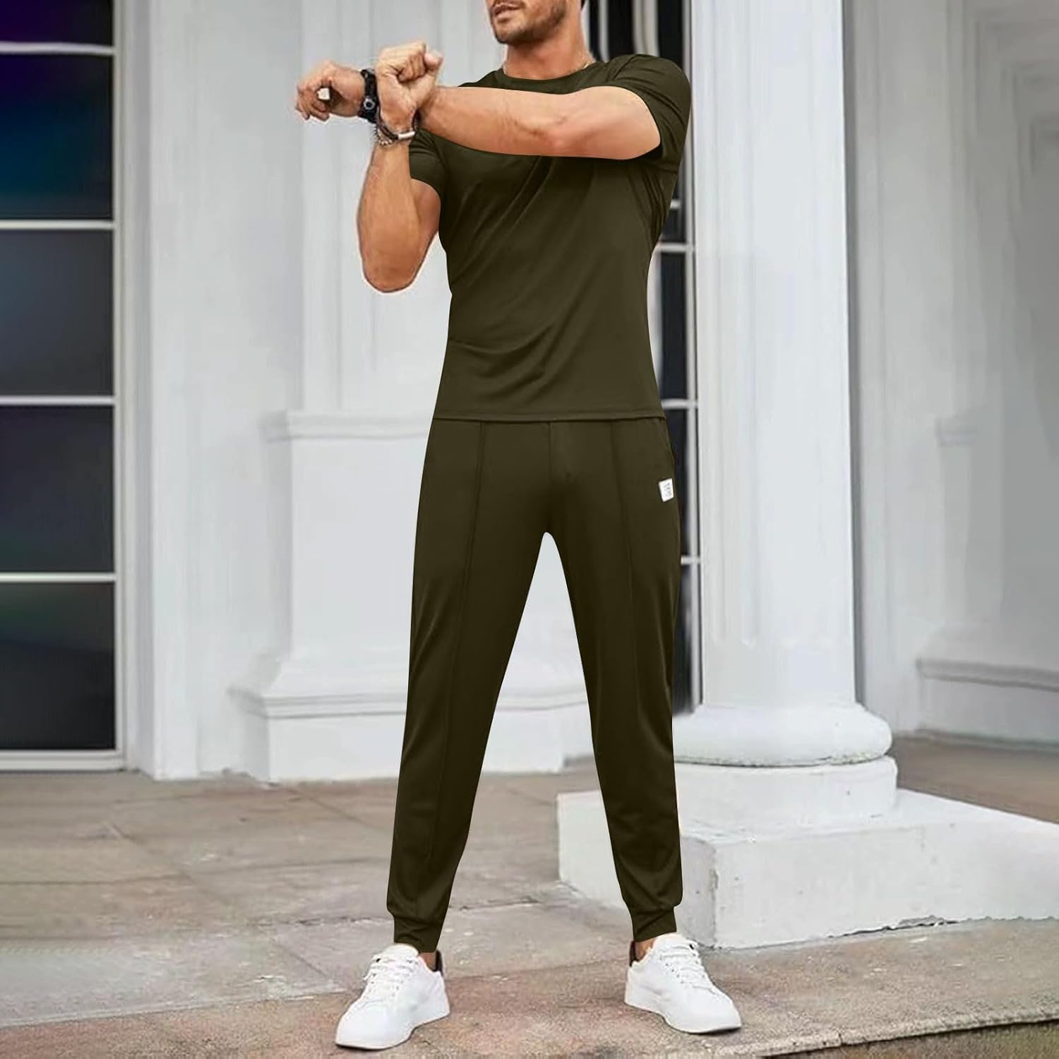 Mens 2 Piece Summer Beach Outfit Tank Top and Shorts Set