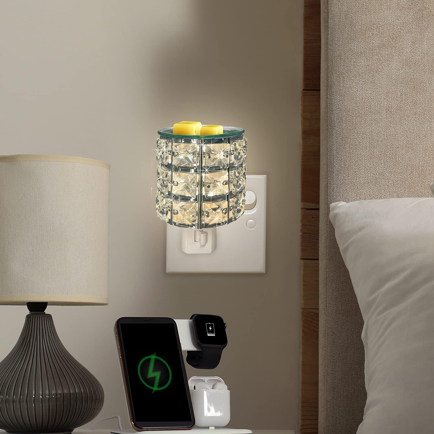MeplLivs Plug-in Crystal Wax Melt Warmer - Silver
