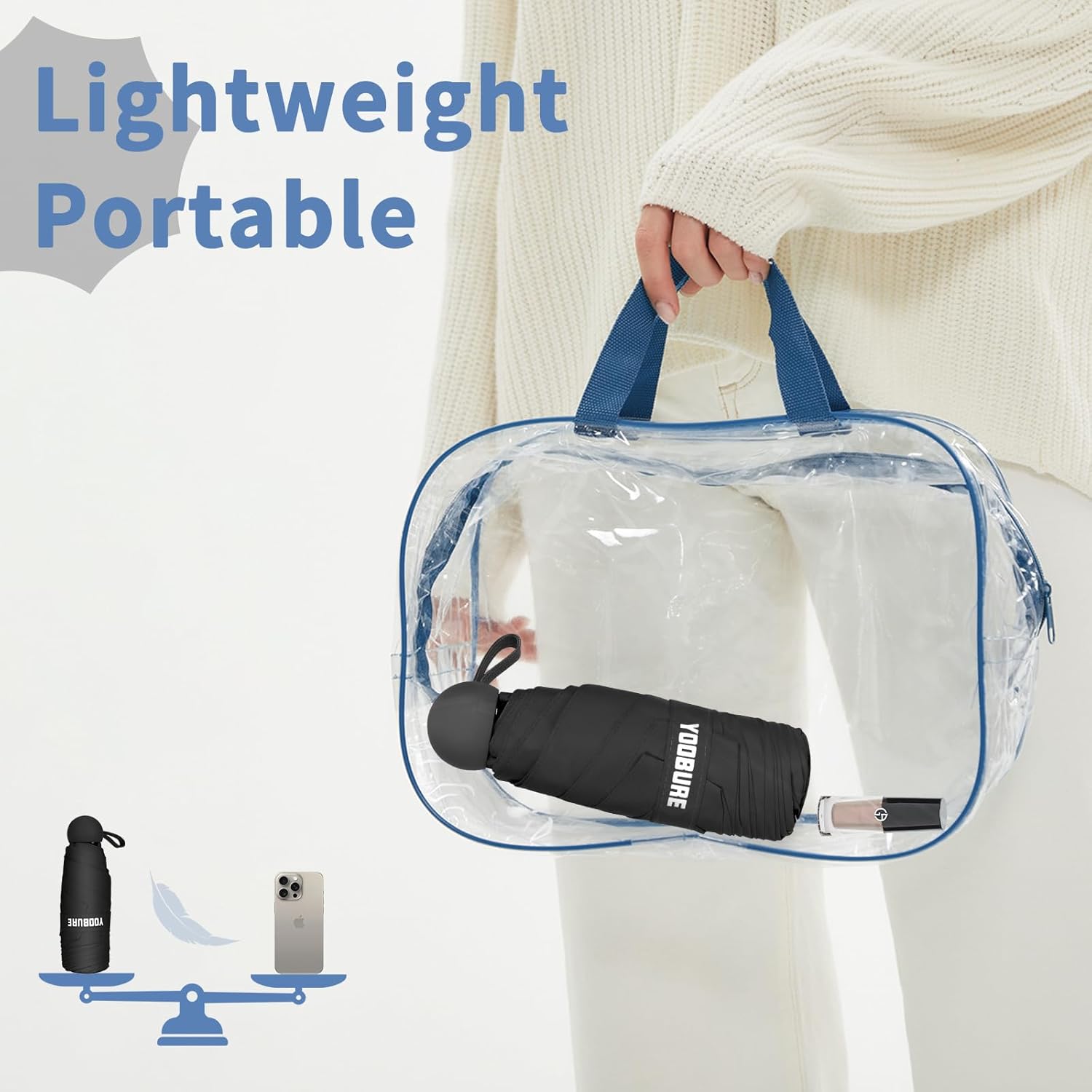 Yoobure Compact Travel Umbrella with UV Protection Case