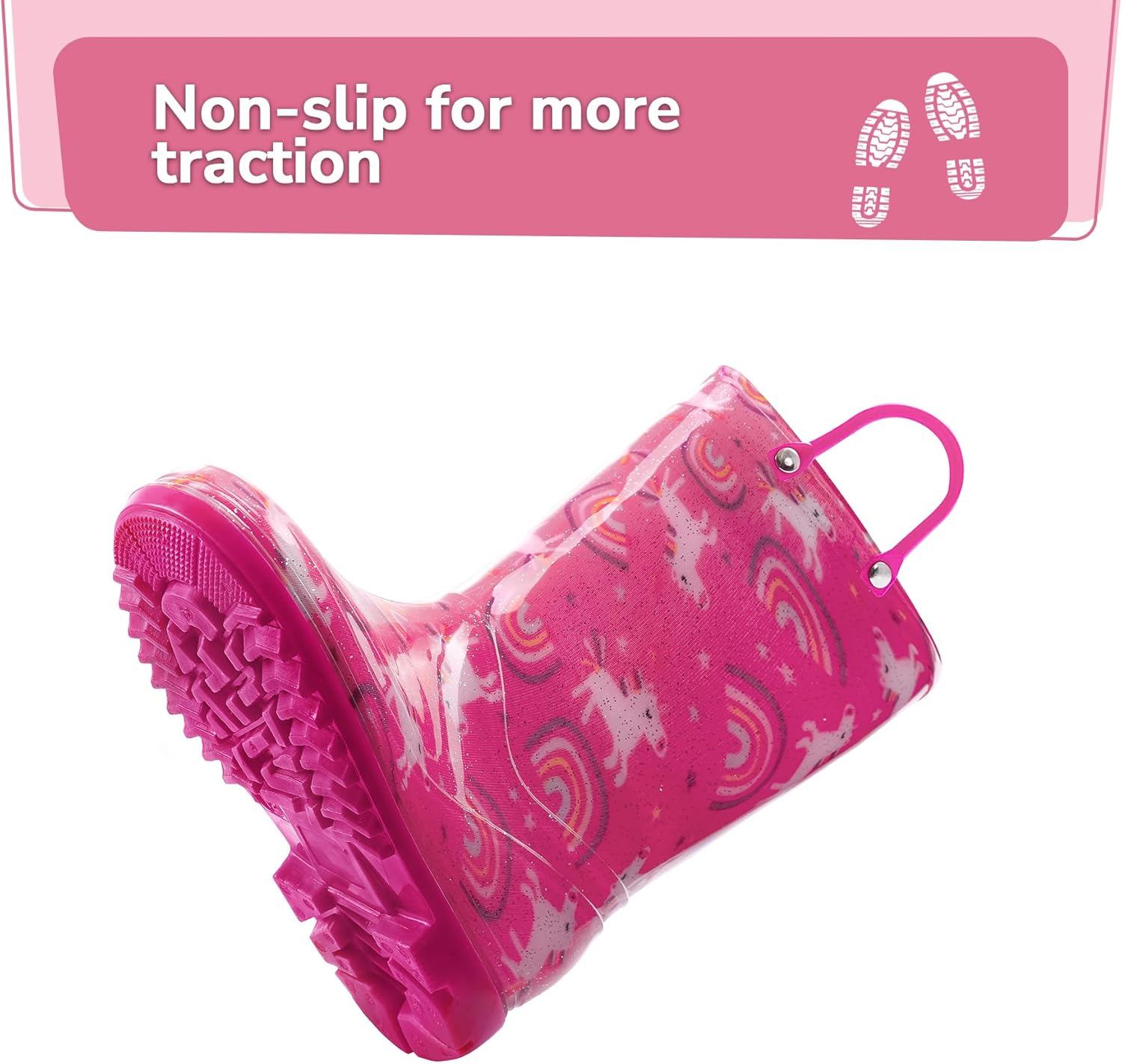 K KomForme Rain Boots for Kids Waterproof with Handles