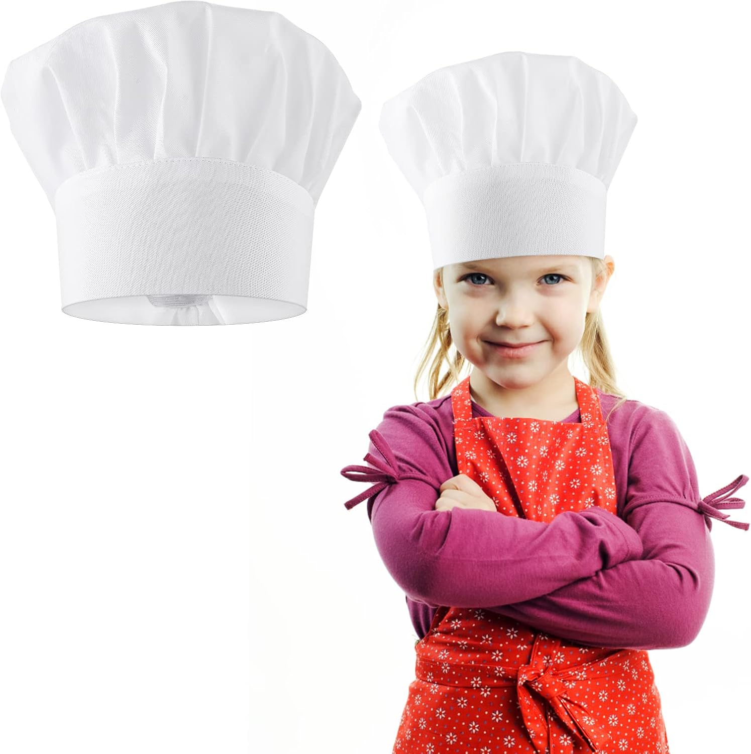Lusofie Adjustable White Chef Hat for Adults and Kids