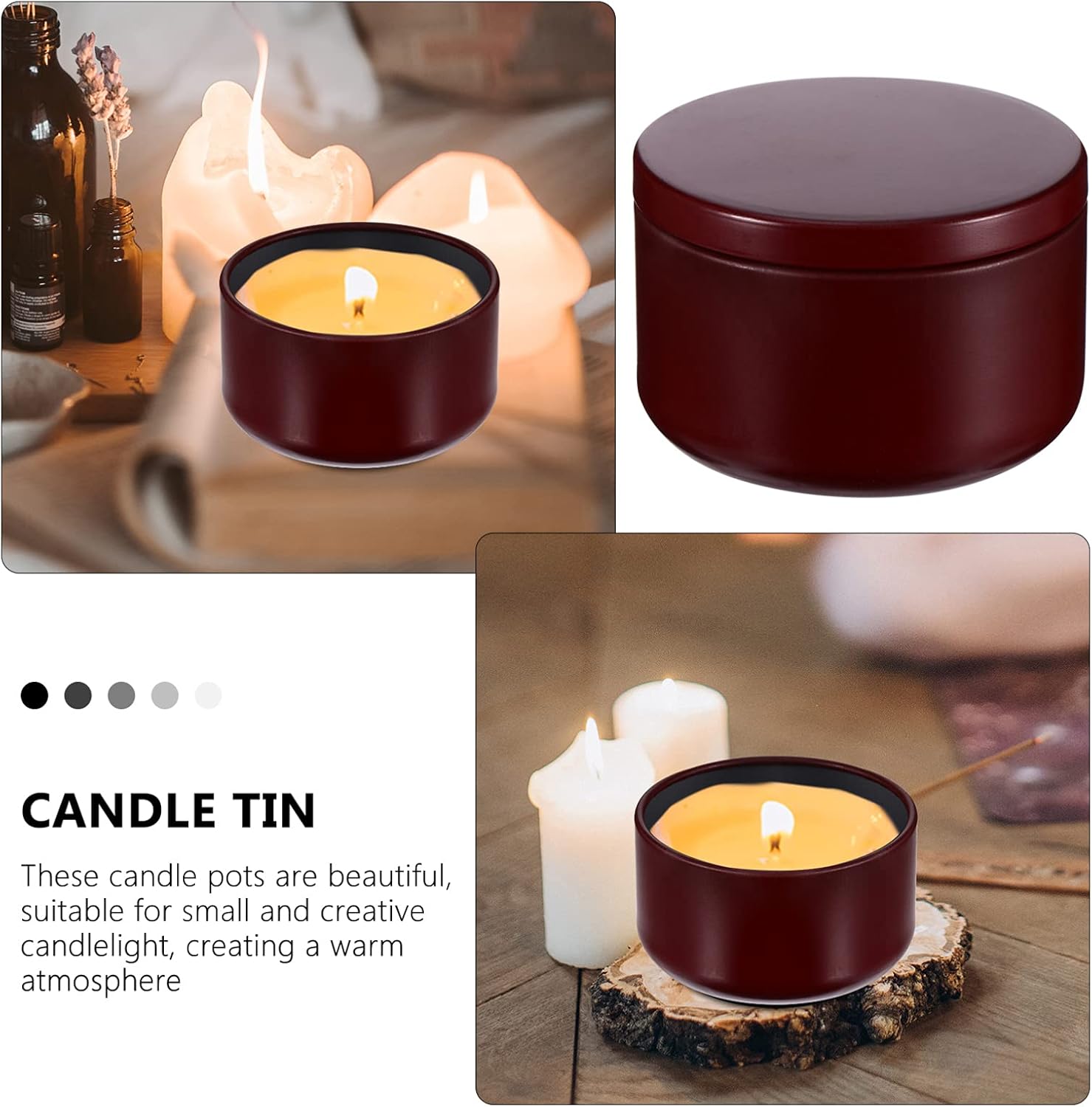 12Pcs Round Candle Tins Jar for DIY Crafts and Storage