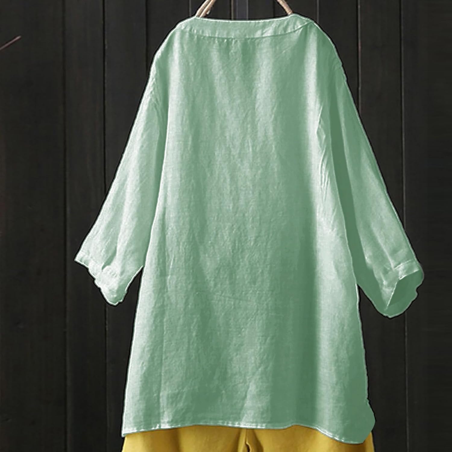 Womens Linen Tunic Top with Boat Neck