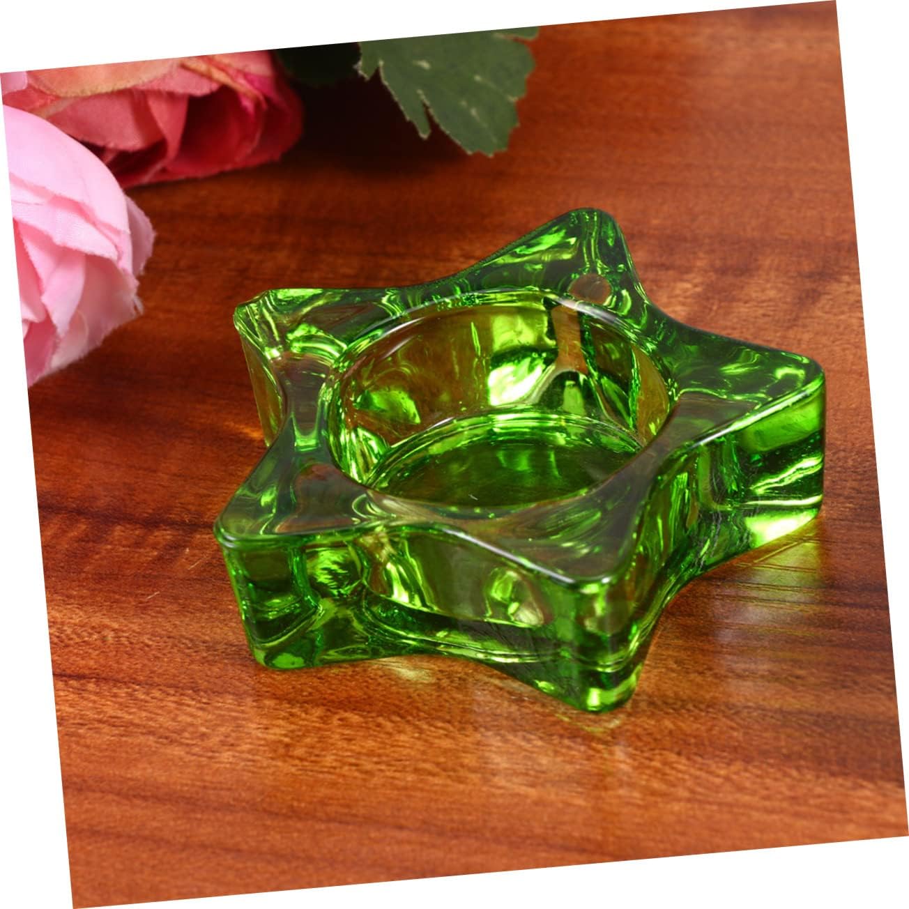Garneck 2 Pcs Glass Star Candlestick Holder Decor