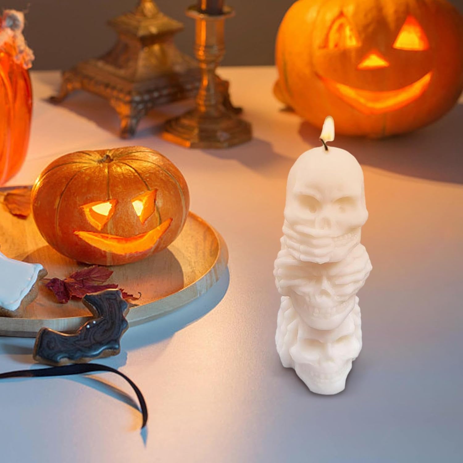 Decorhome Skull Silicone Candle Mold Gothic Stacking Design