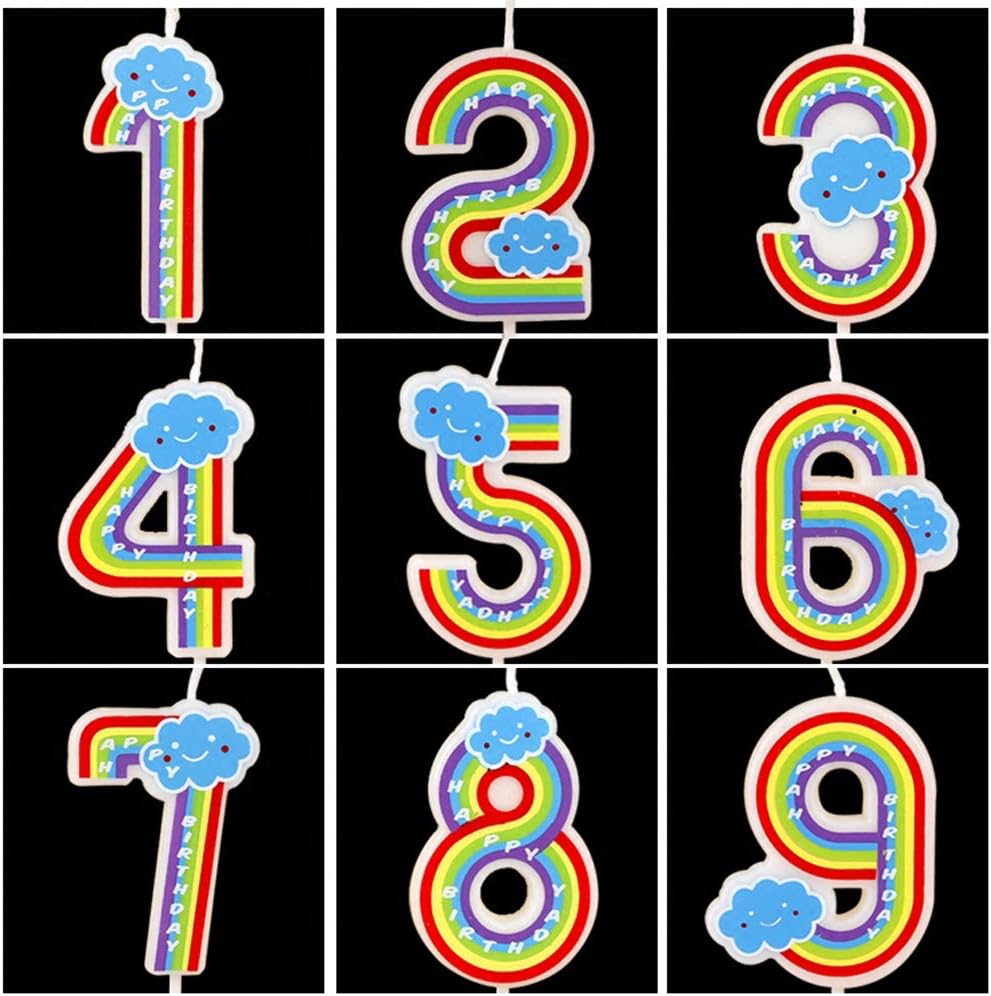 T-shin Rainbow Number 1 Birthday Candle for Baby Kids