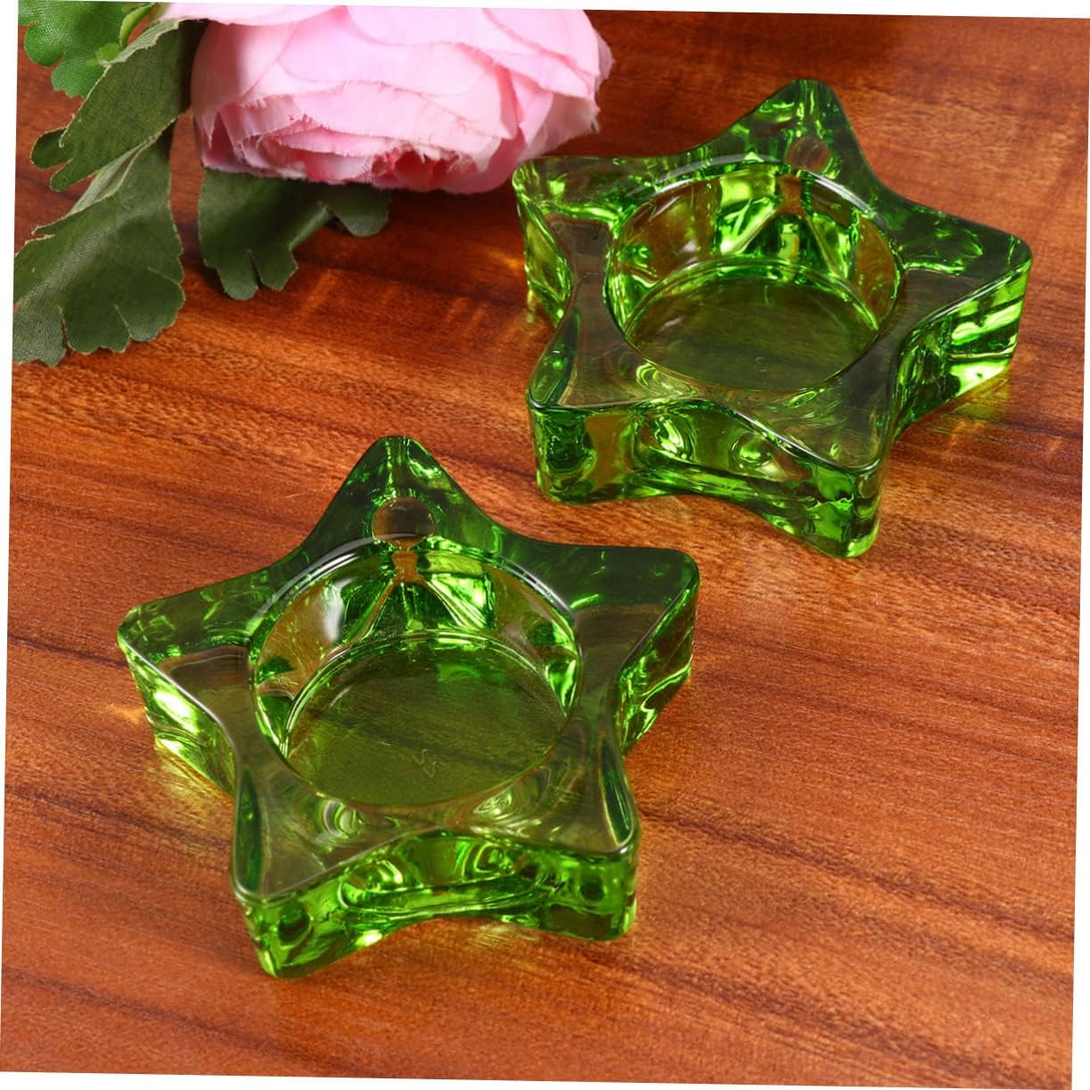 Garneck 2 Pcs Glass Star Candlestick Holder Decor