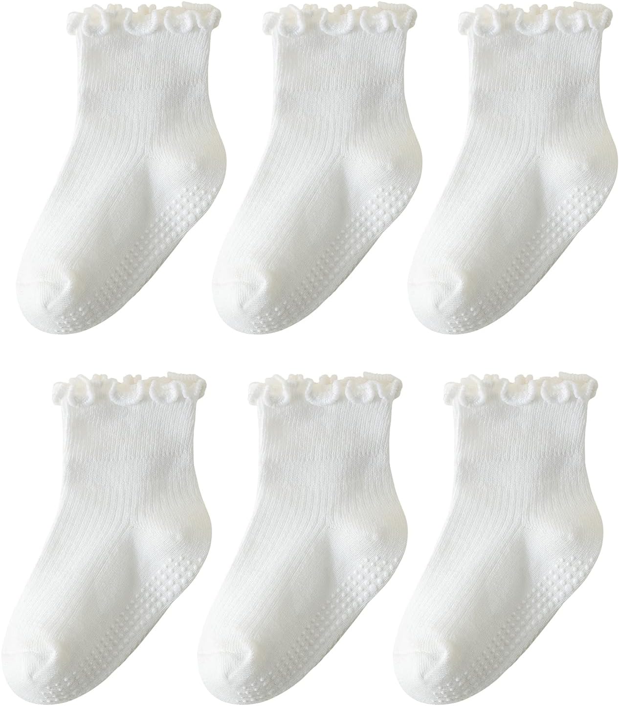 ANYANIME Toddler Ruffle Socks for Girls - Cute Non-Slip Soft Grip Socks