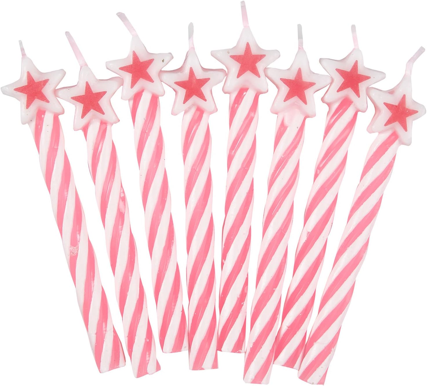 Amscan 8 Pink Spiral Candles with Star Tips