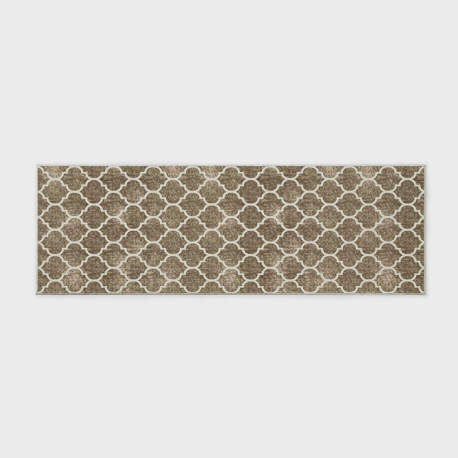 EVERGRACE Boho Trellis Faux Wool Runner Rug 2x6 Mocha Brown