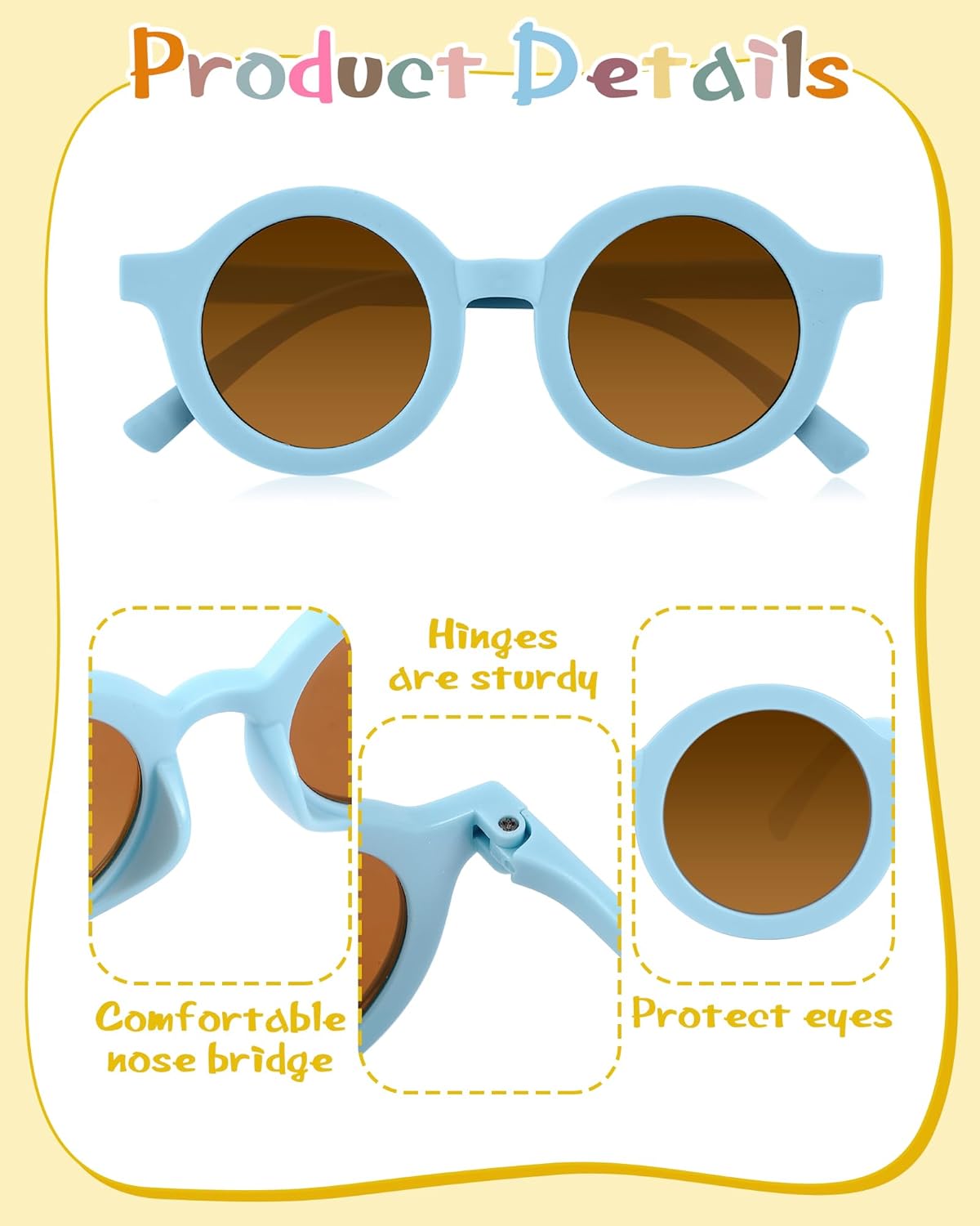 Kanayu Kids Round Sunglasses DIY Kit with Letter Beads and Flower Charms