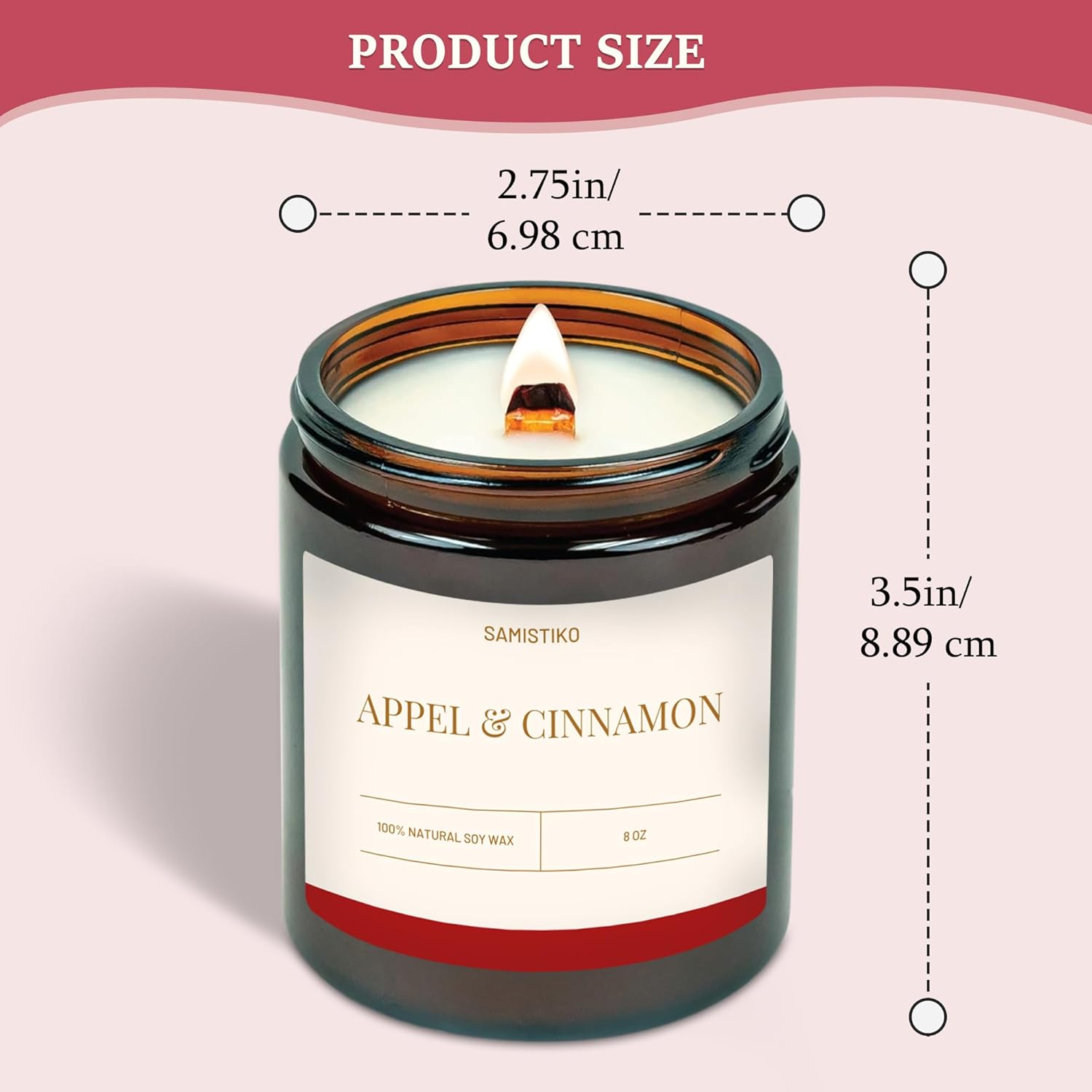 SAMISTIKO Apple Cinnamon Scented Candle 8oz 1