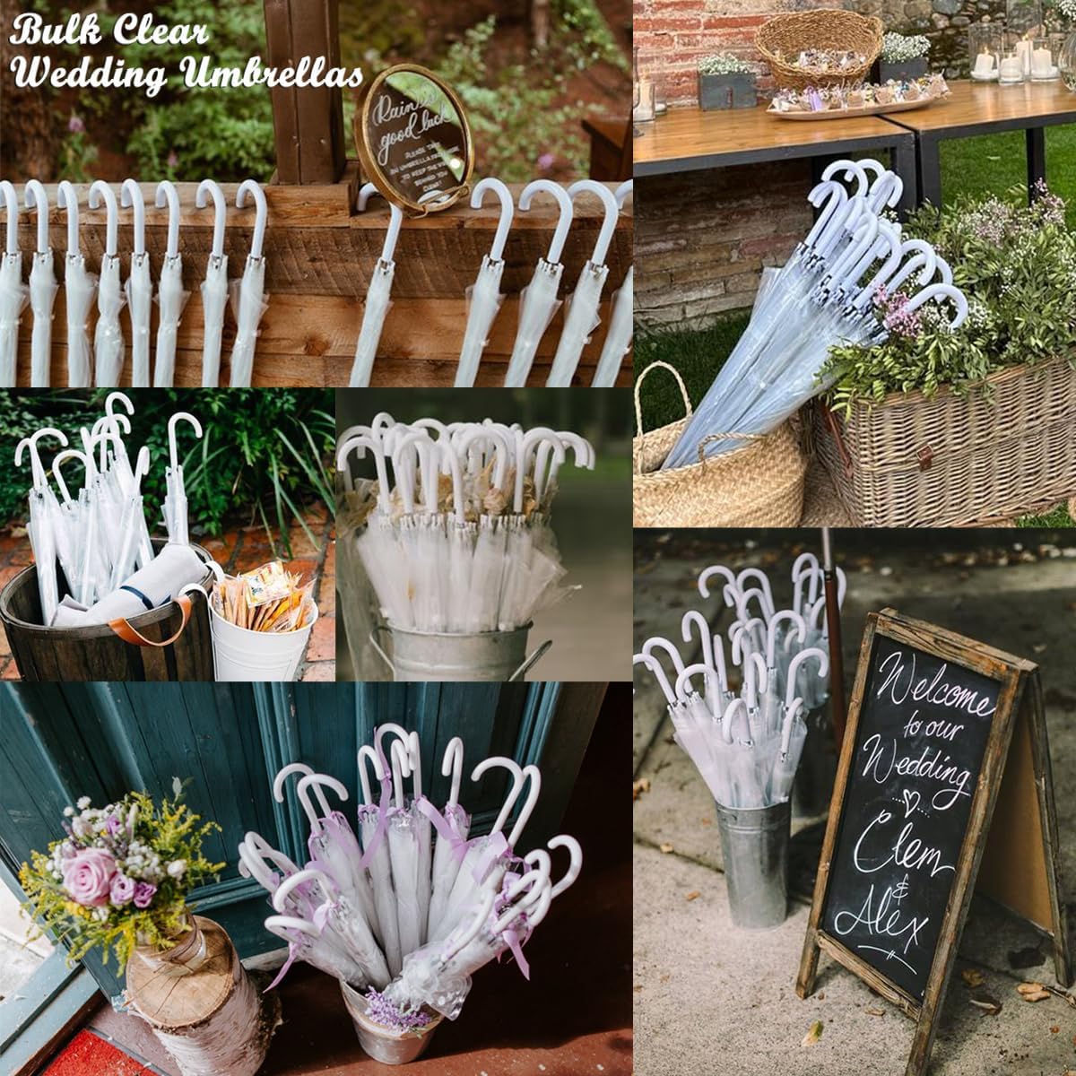 14 Pack Clear Wedding Umbrellas for Bride Groom Photography