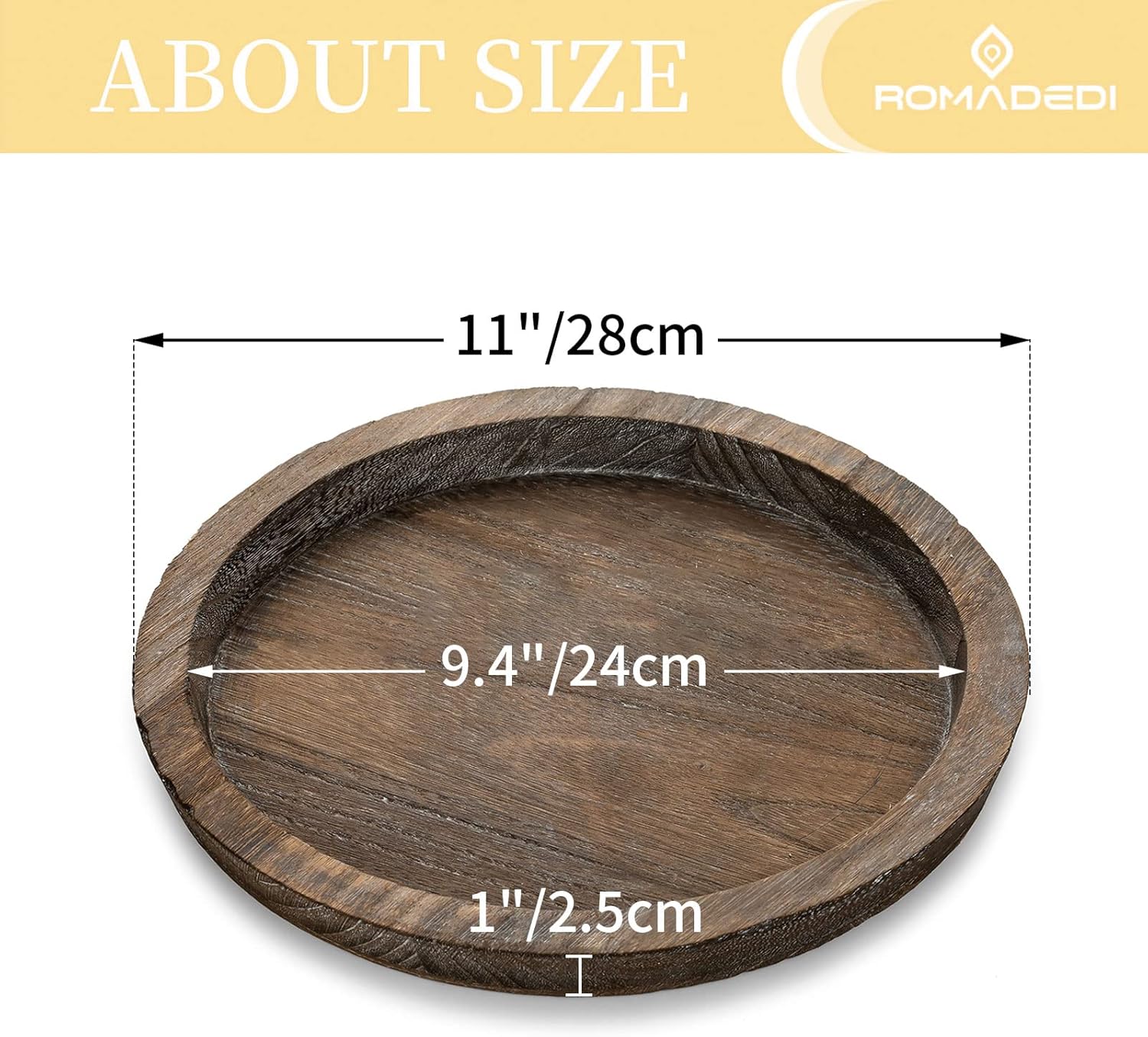 Romadedi 11inch Rustic Wooden Candle Tray Decor