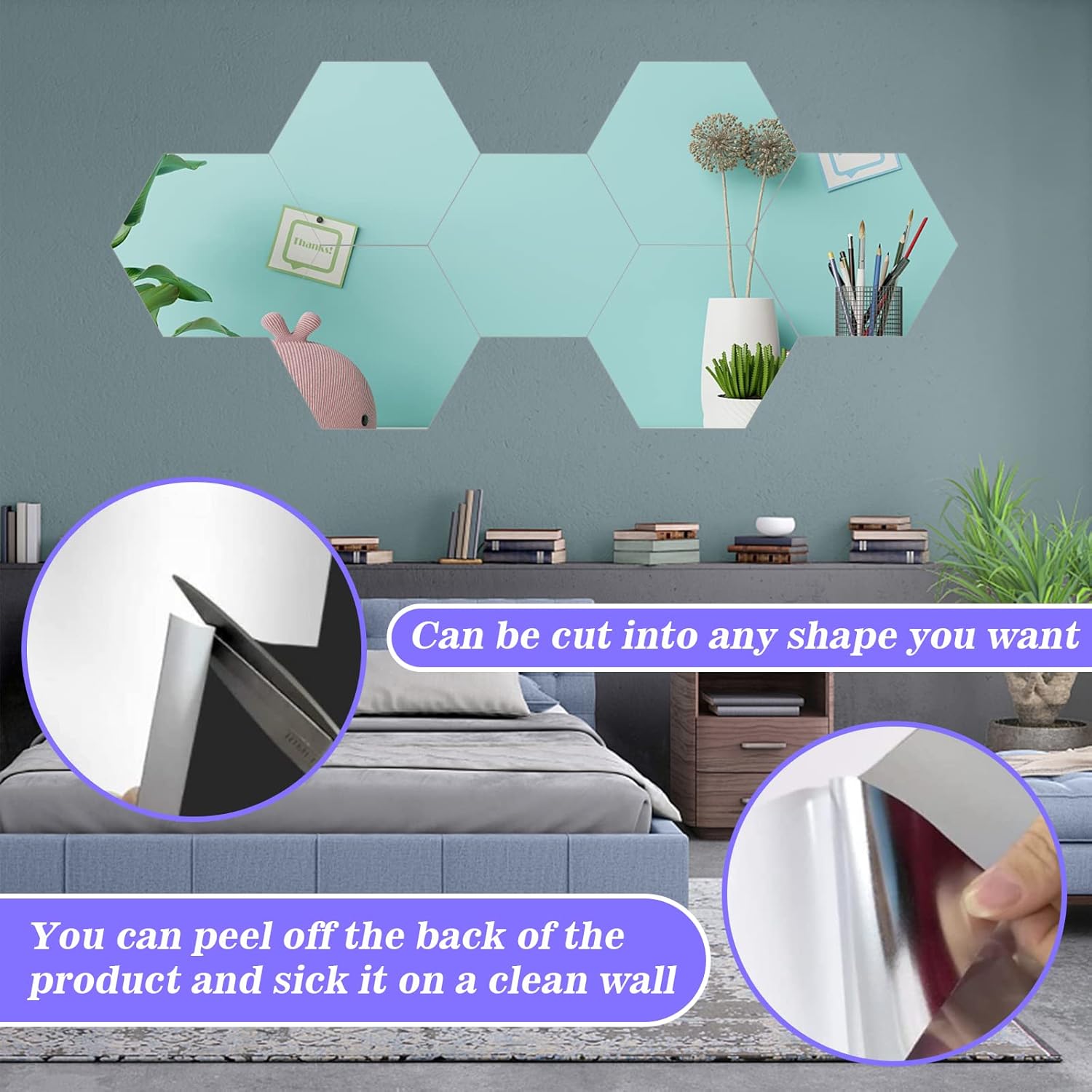 YVPSI 6PCS 8x6 Flexible Acrylic Mirror Tiles