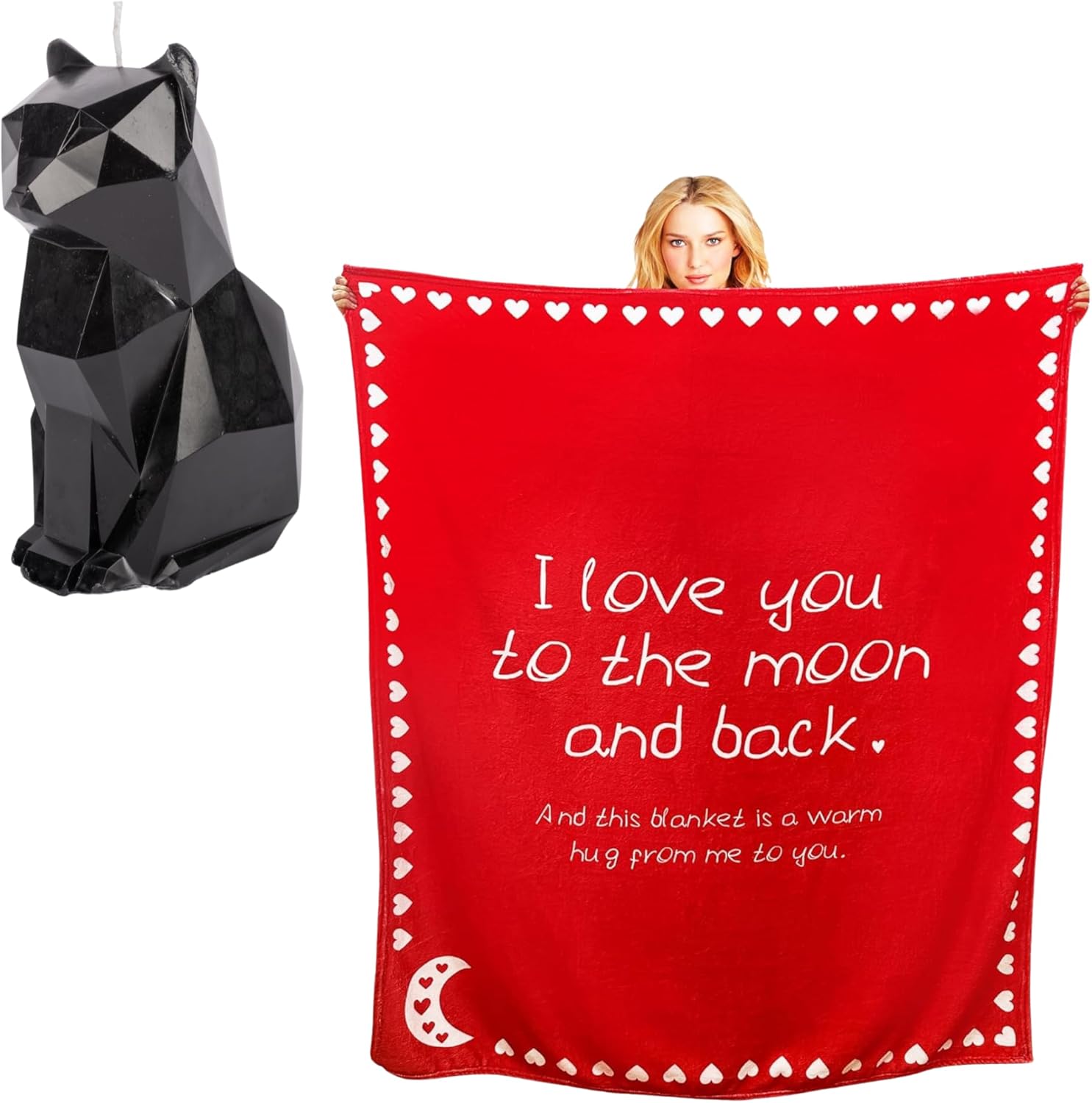 Lidy Cat Candle with Skeleton Love Blanket Bundle - 24 Hr Burn Gift Box