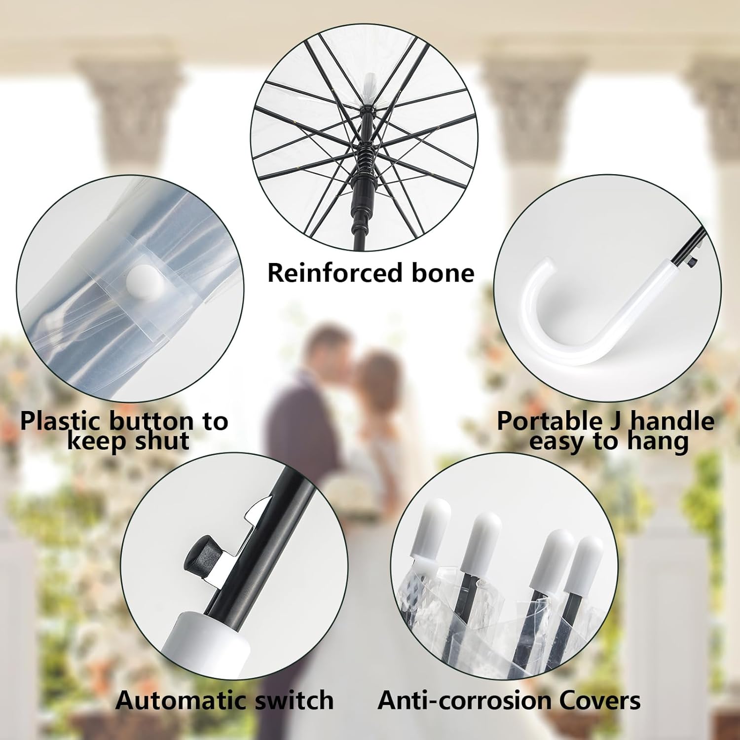 14 Pack Clear Wedding Umbrellas for Bride Groom Photography