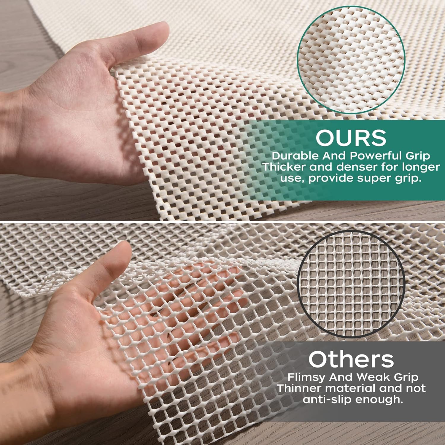 BAGAIL BASICS Non-Slip Rug Pad 2x3 Feet Extra Thick
