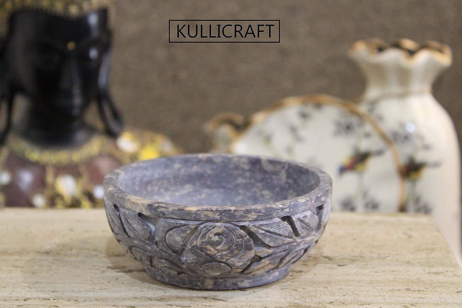 KC KULLICRAFT Marble Soapstone Smudge Bowl