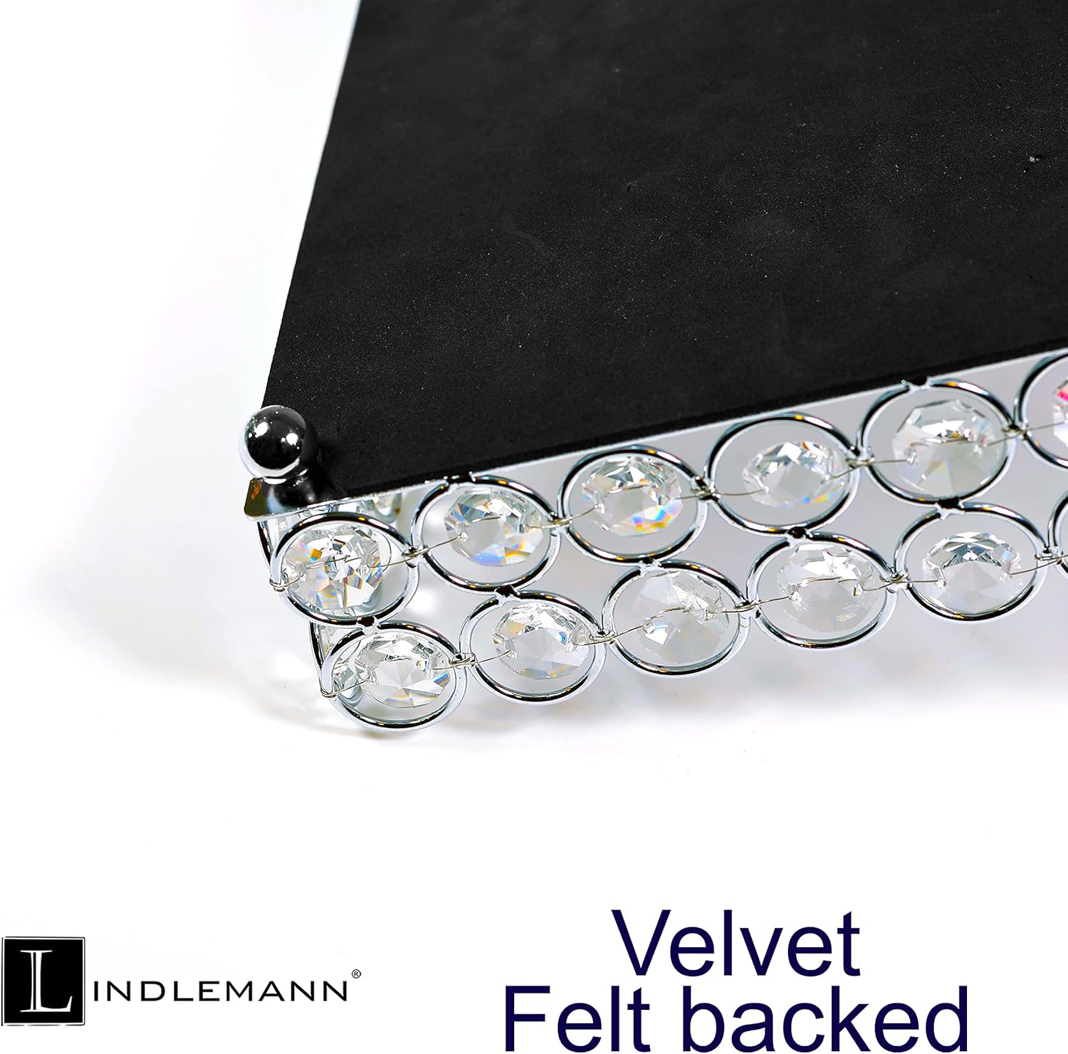 Heart Shaped Metal Crystal Vanity Tray with Mirror