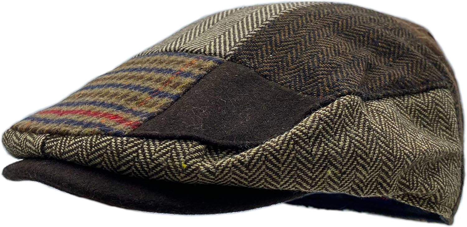 DAIDEM Multi Pattern Patchwork Wool Blend Newsboy Cap