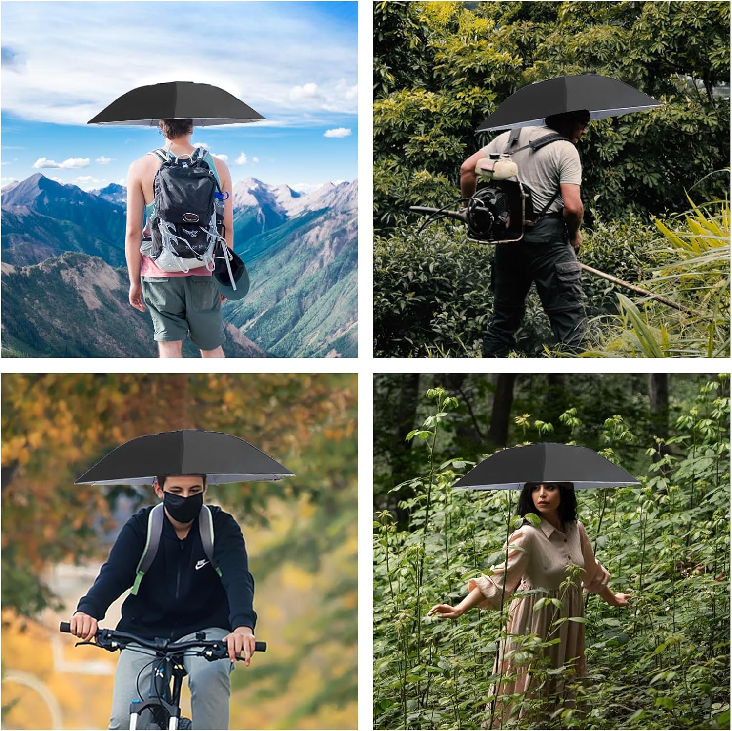 NEW-Vi Adjustable Sun Rain Cap with Umbrella