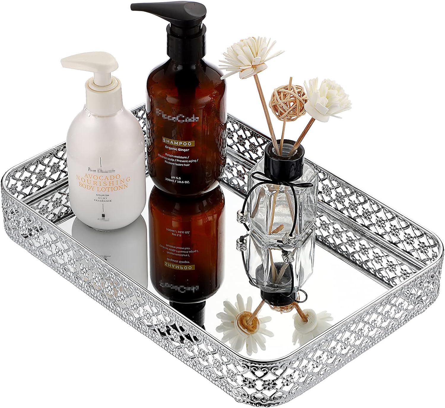 ELLDOO Decorative Mirror Jewelry Storage Tray