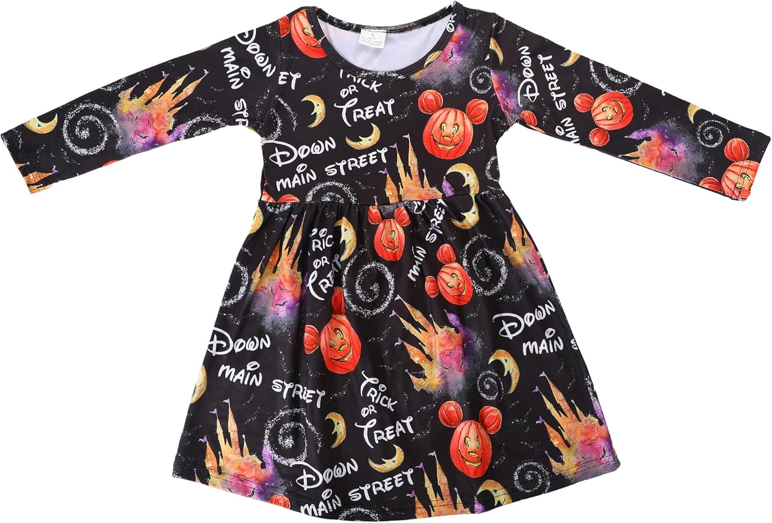 Halloween Costume Toddler Girls Dress with Pumpkin Spider Ghost Print