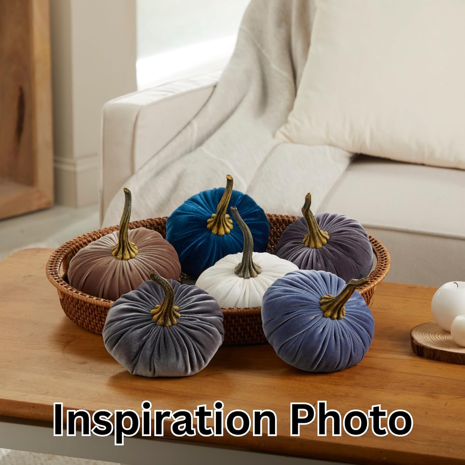 Set of 3 Velvet Pumpkins Fall Home Decor