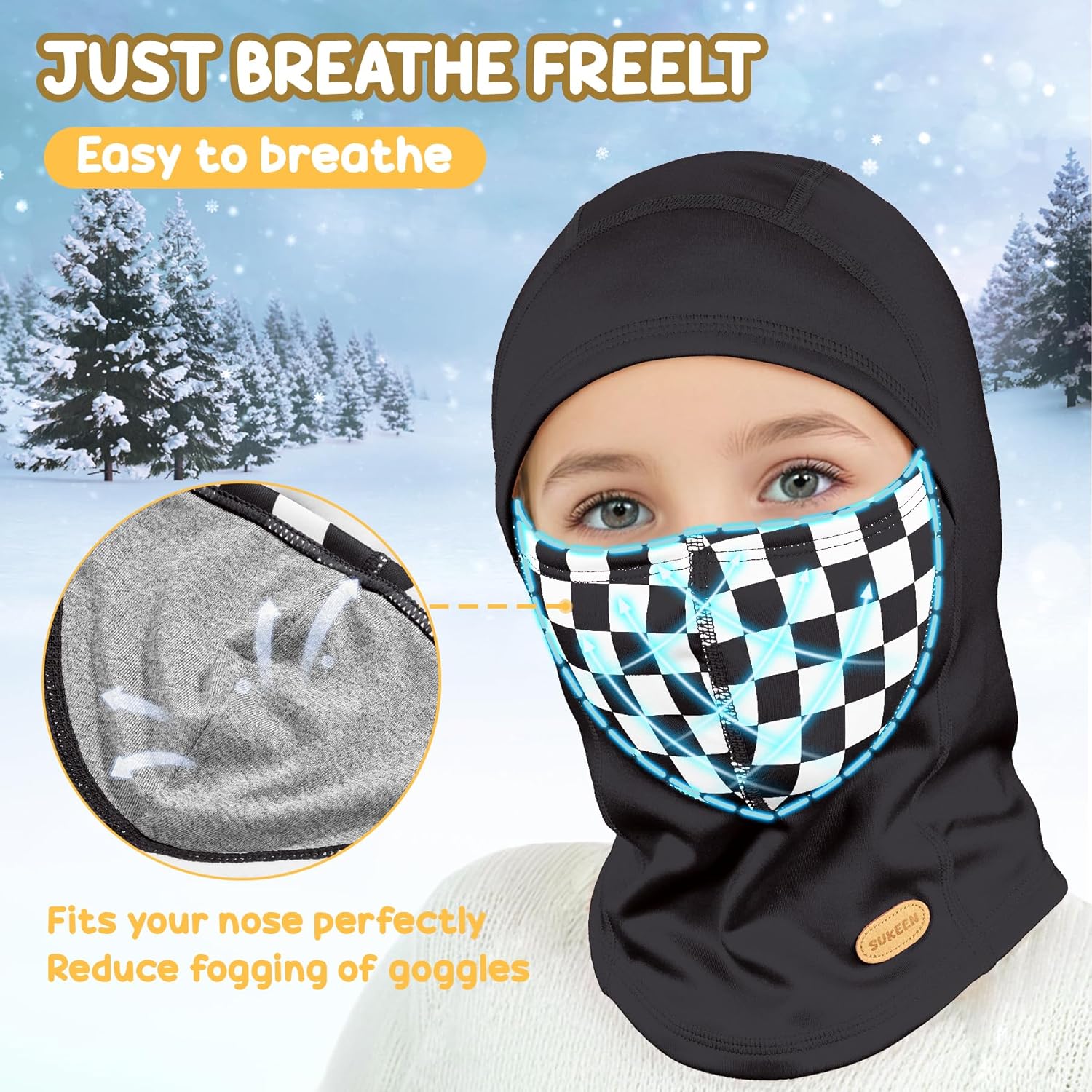 Sukeen Kids Winter Balaclava Ski Mask with Fleece Lining and Neck Gaiter