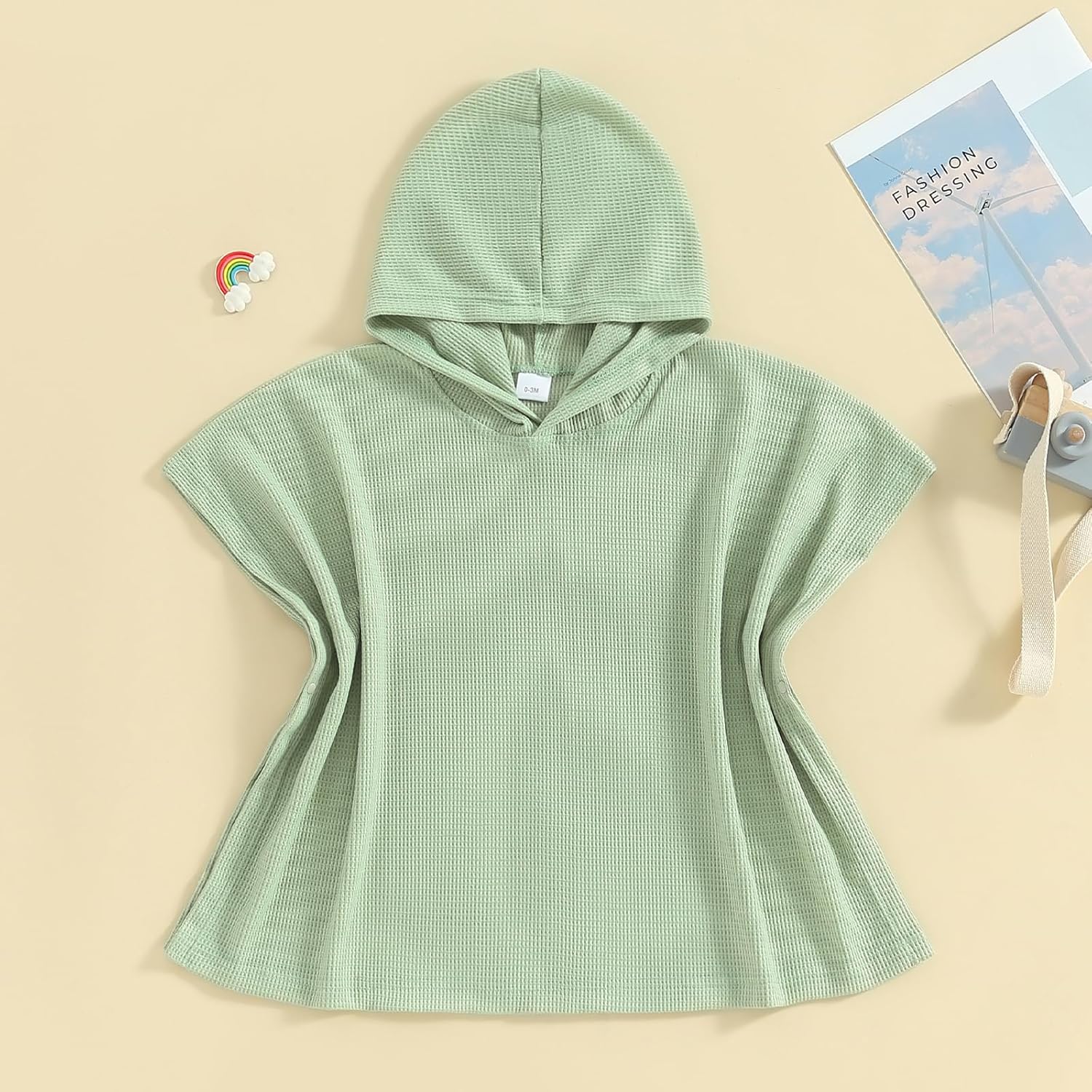 Toddler Waffle Hooded Beach Towel Cover-Up for Kids 5-6 Years