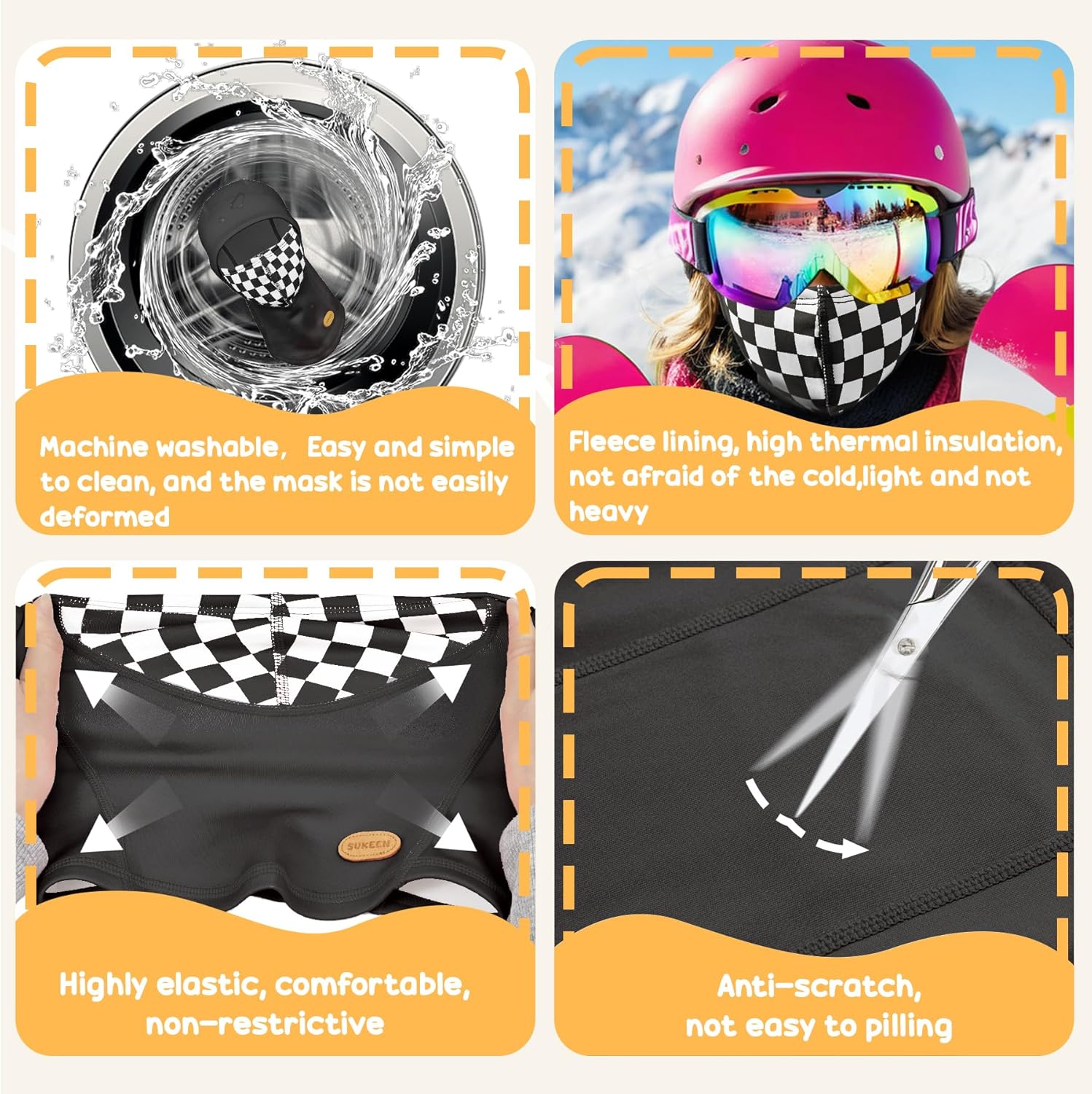 Sukeen Kids Winter Balaclava Ski Mask with Fleece Lining and Neck Gaiter