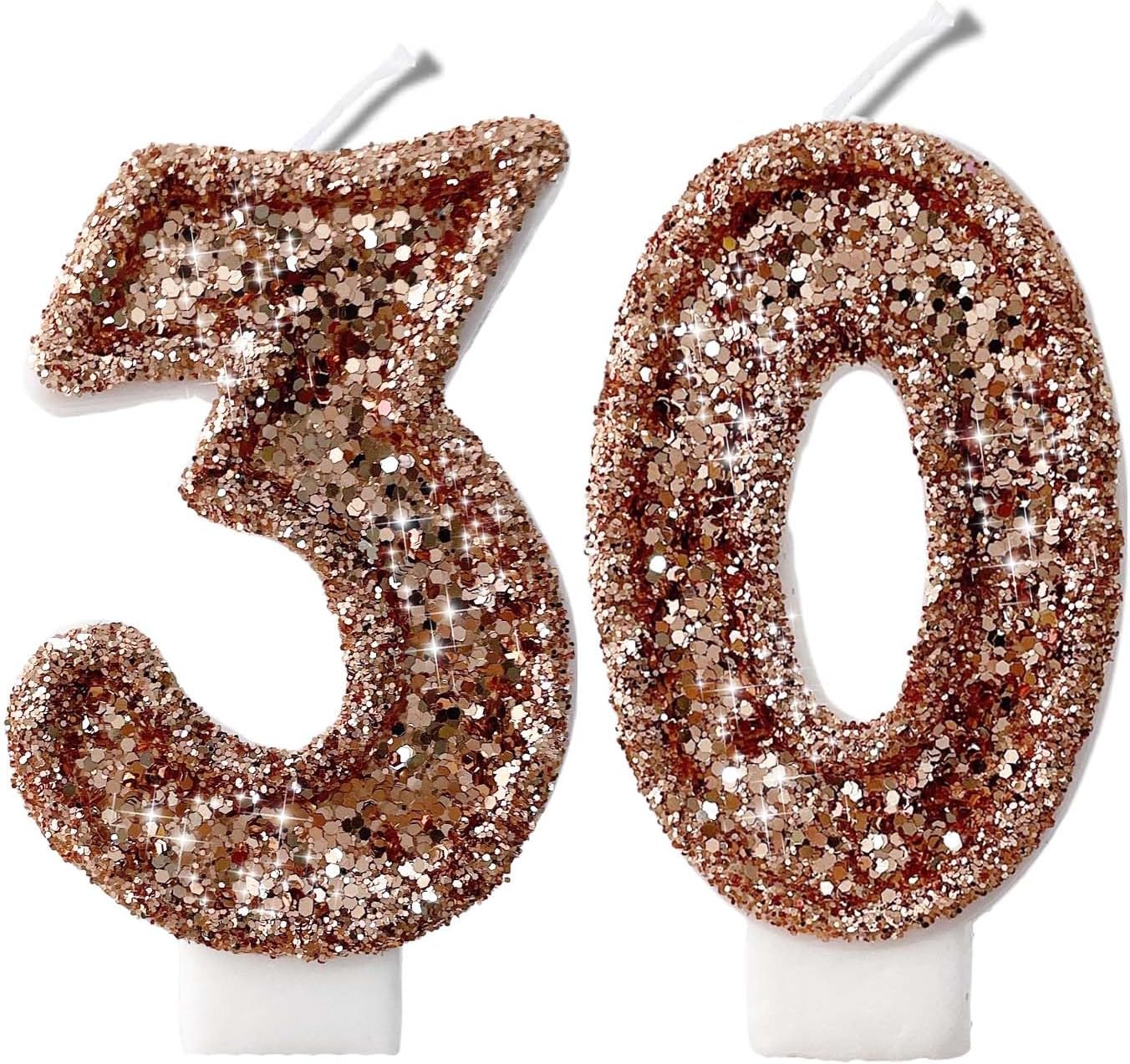 Fruit Scented Birthday Candles Rose Gold Glitter Set of 2