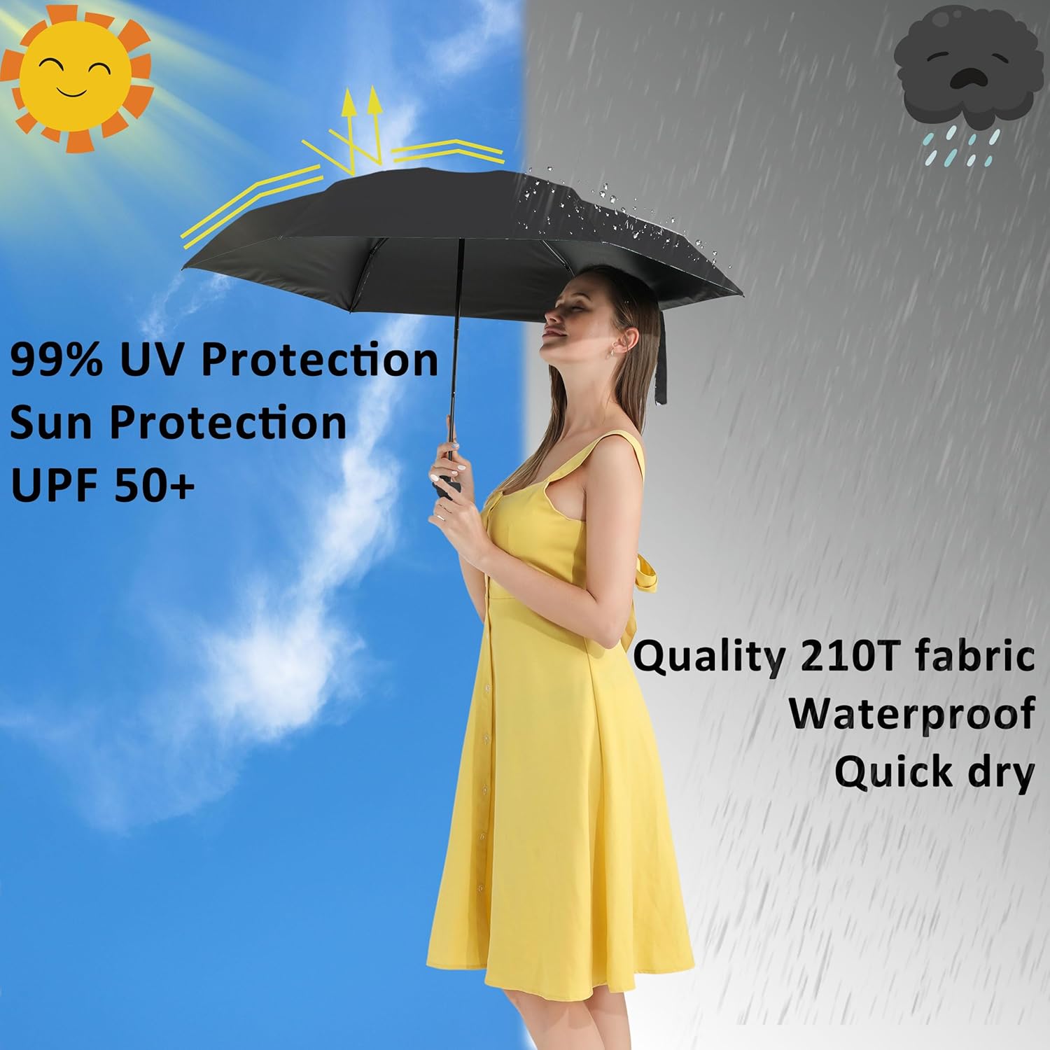 BAODINI Compact UV Folding Umbrella for Travel