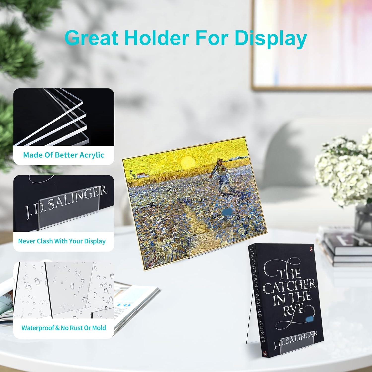 Boloyo Acrylic Display Easel 10PC Transparent Book Stand Holder