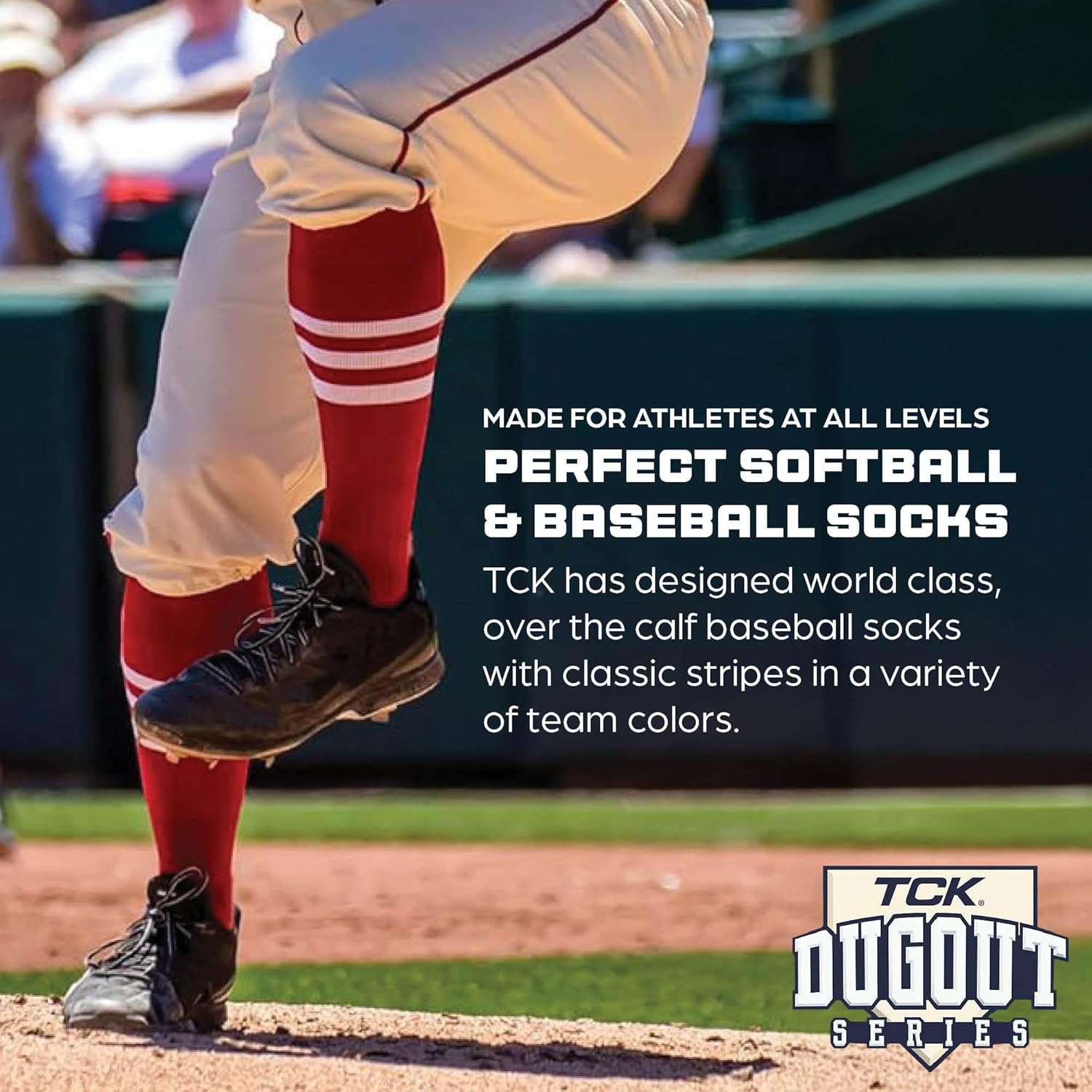 TCK Elite Performance Baseball Socks - 3 Stripe Dugout Softball Socks