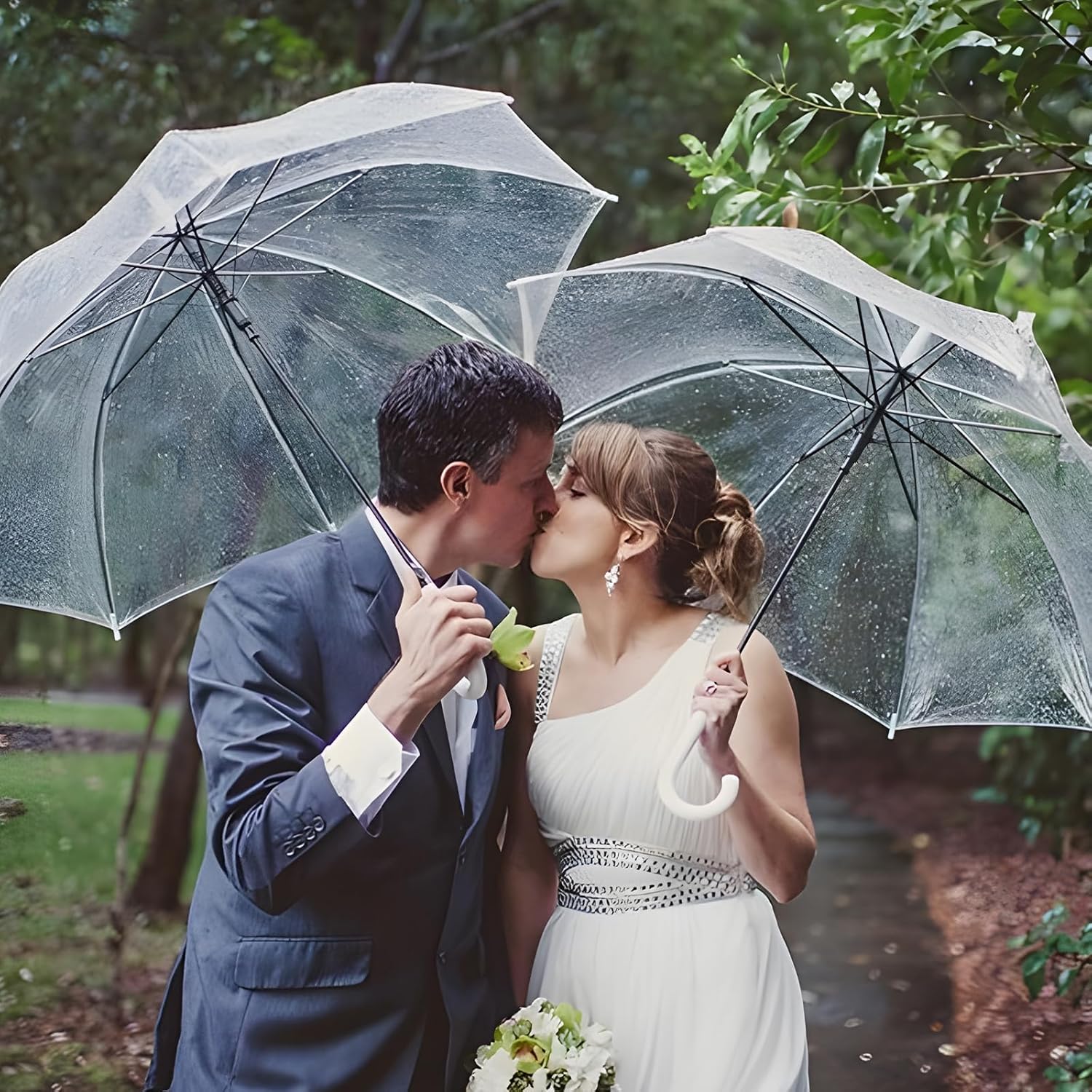14 Pack Clear Wedding Umbrellas for Bride Groom Photography