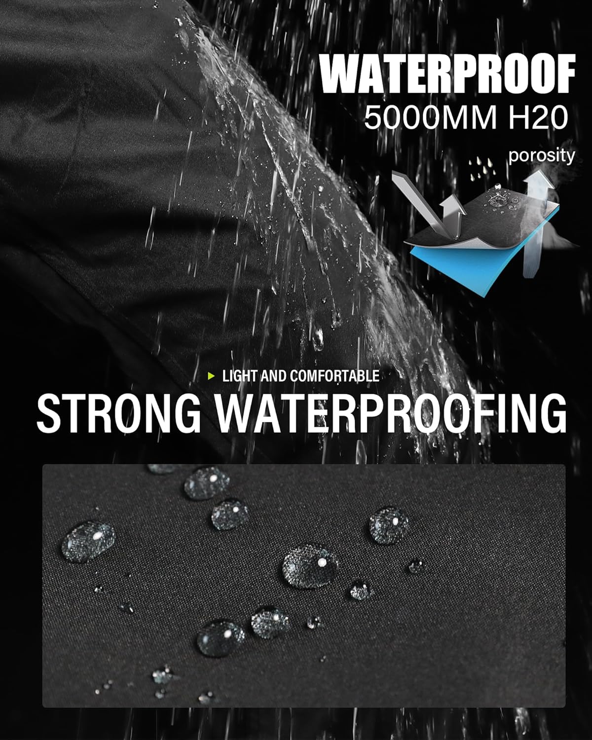 iCreek Mens Waterproof Rain Pants for Hiking Fishing Golf